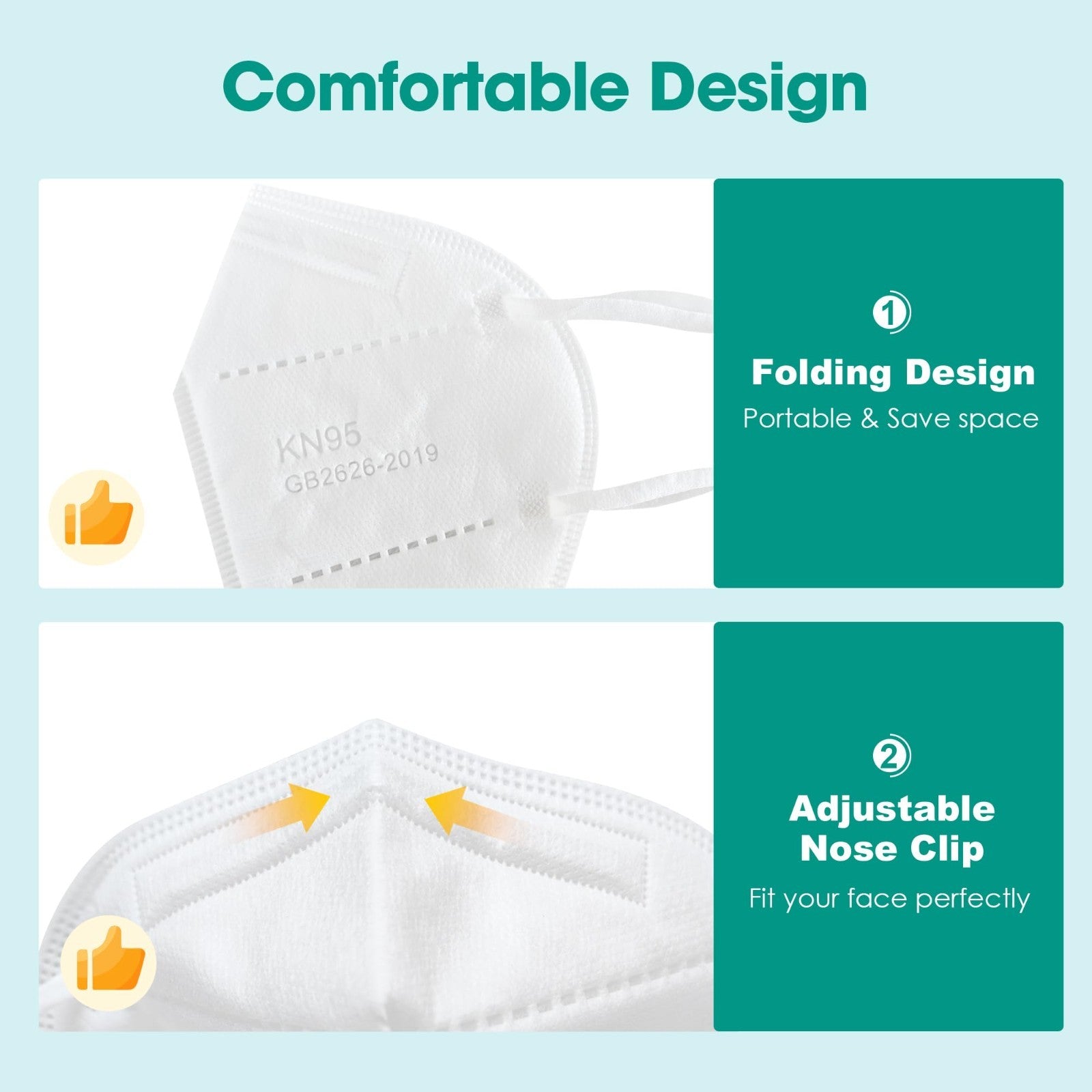 100 Pack KN95 Face Masks   Breathable Disposable Dust Masks for Adults, 5 Colors4