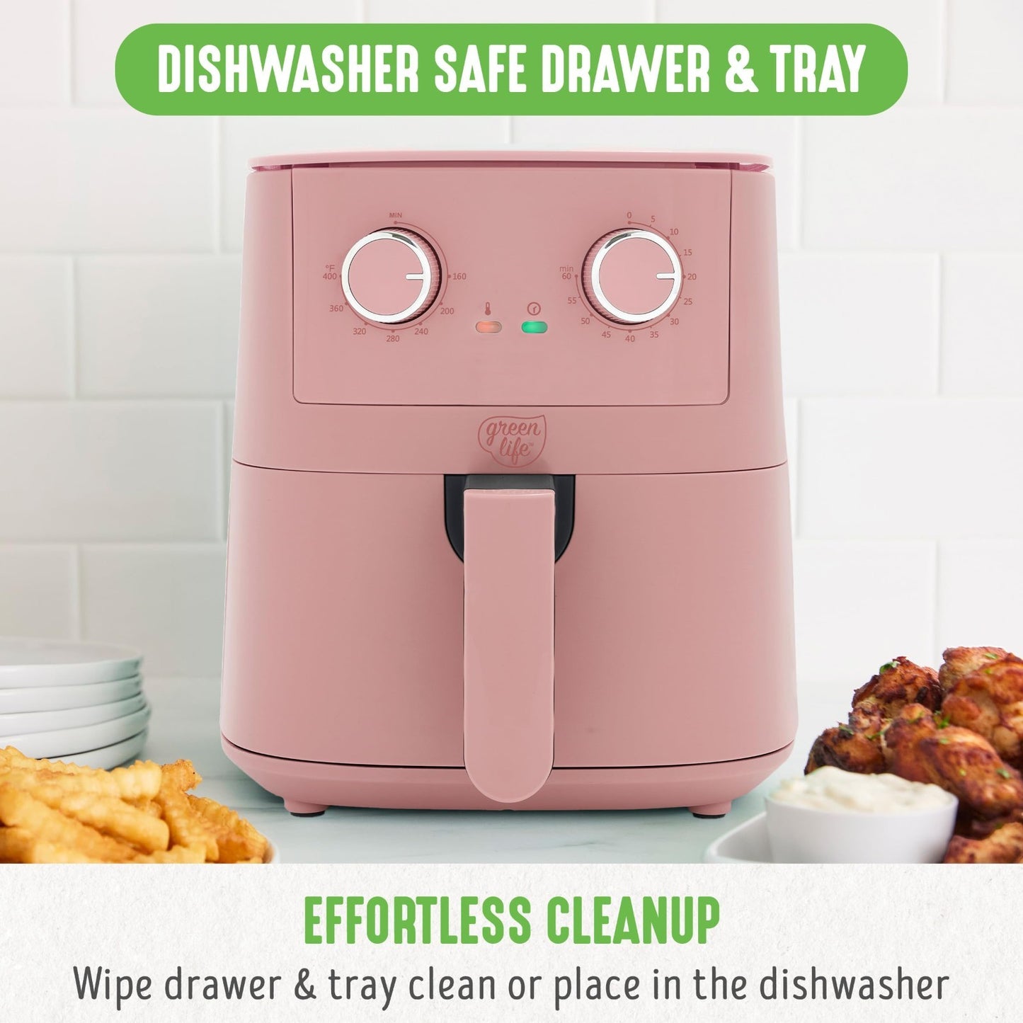 4.5QT Air Fryer with Mechanical Dial, PFAS Free Ceramic Nonstick, Adjustable Tem7