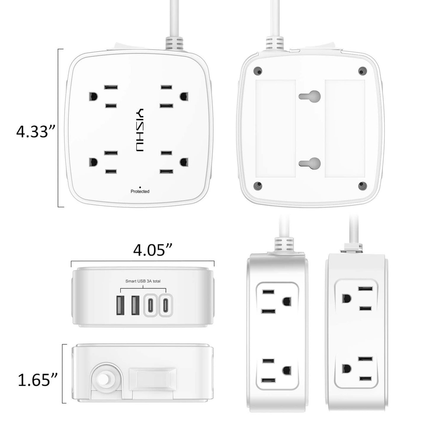 6FT Power Strip Surge Protector, 8 Outlets & 4 USB Charging Ports, Heavy Duty6