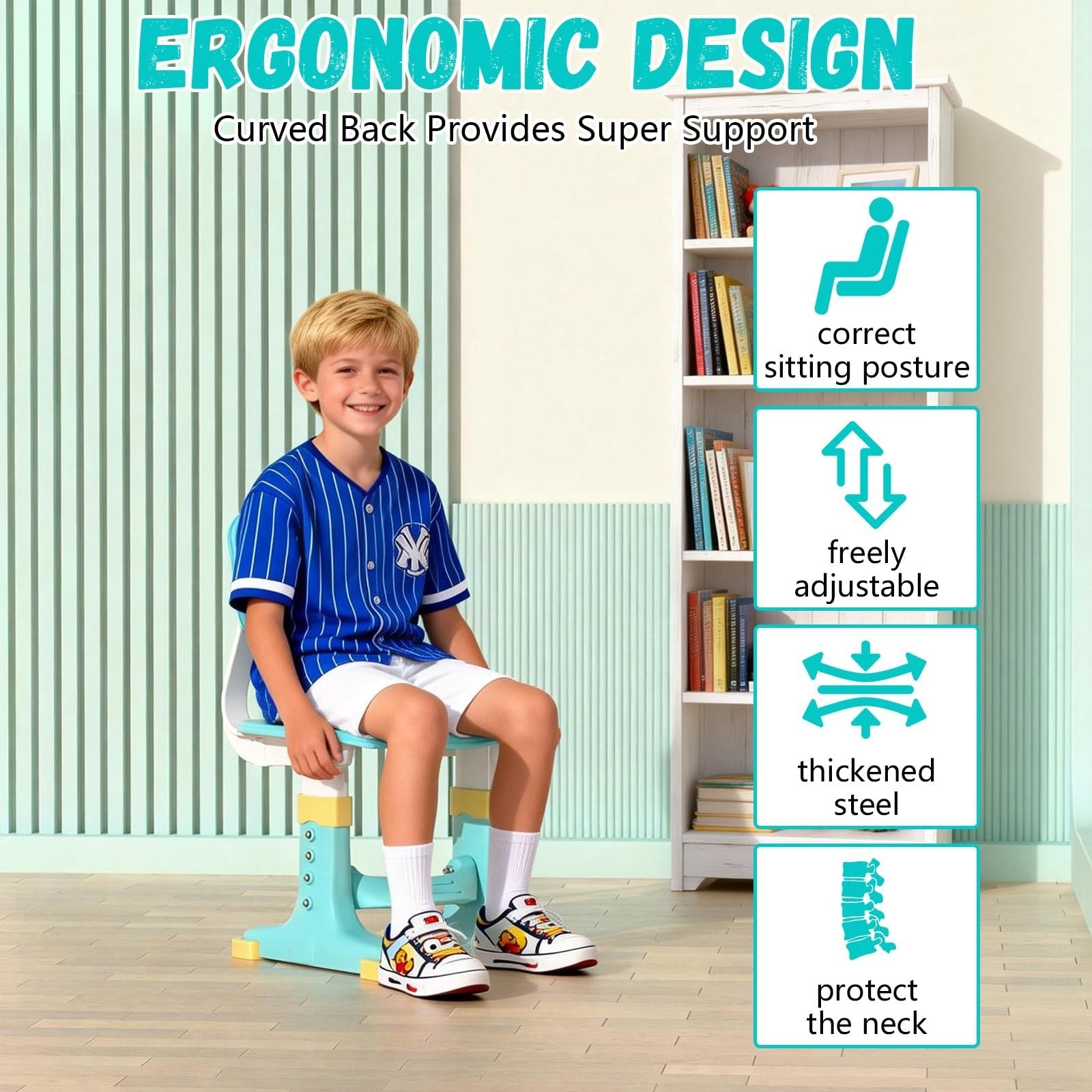 Height Adjustable Kids Study Desk & Chair Set for Ages 3 12   Learning Furniture5