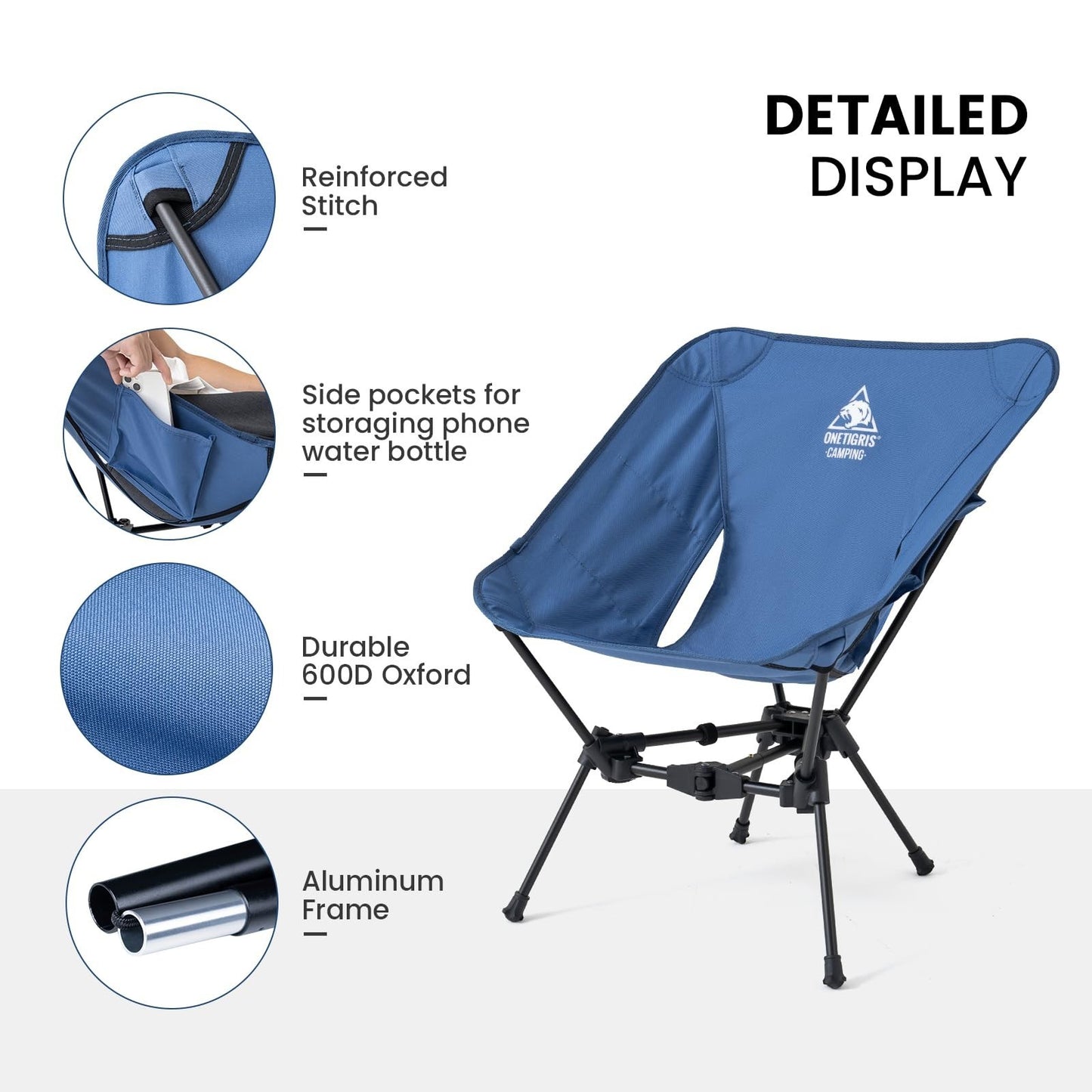Lightweight Folding Camping Chair - Portable Backpacking Chair, 330 lbs Capacity5