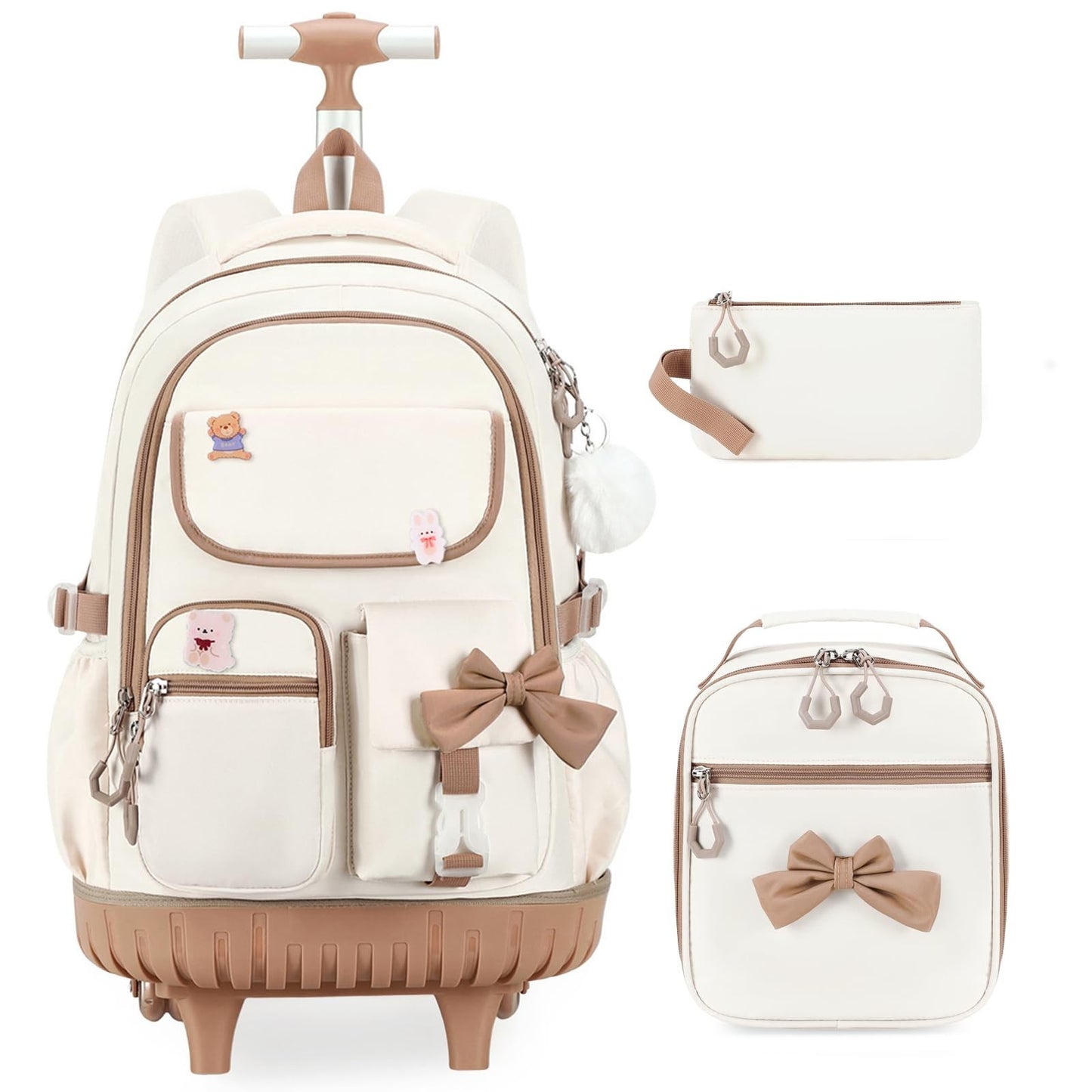 Rolling Backpack for Girls   Wheeled School Bag with Lunch Bag & Pencil Pouch, B1