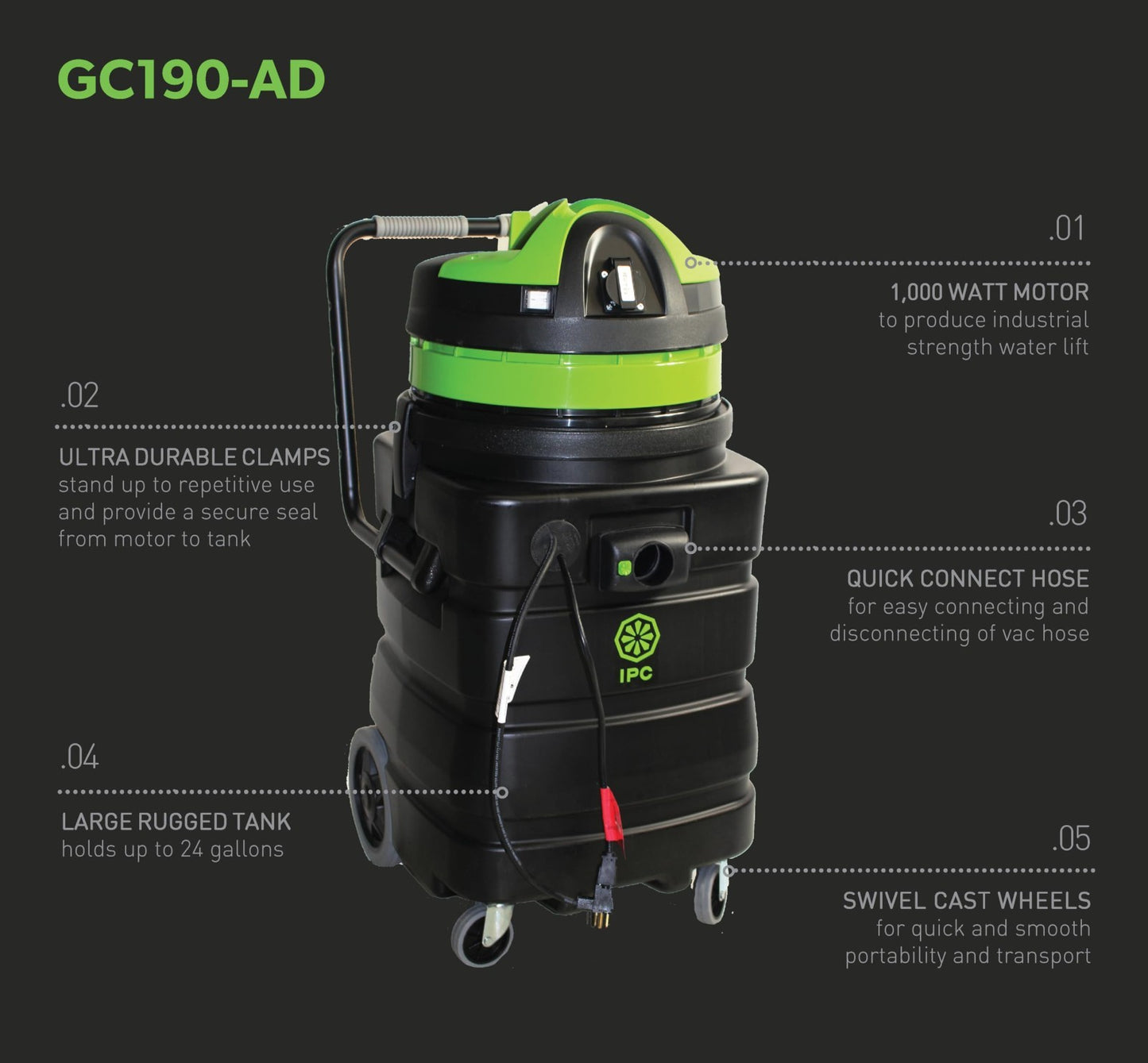 24-Gallon Auto-Discharge Pump-Out Vacuum for Flood Recovery, 1.5" Hose & Wand2