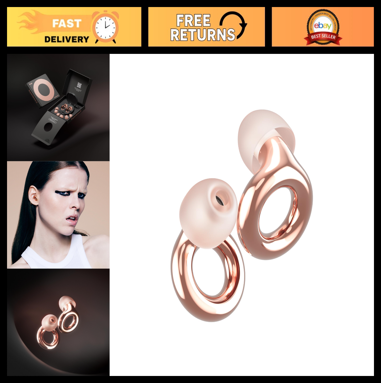 High Fidelity Ear Plugs for Concerts & Events | 17dB Noise Reduction | Stylish H0