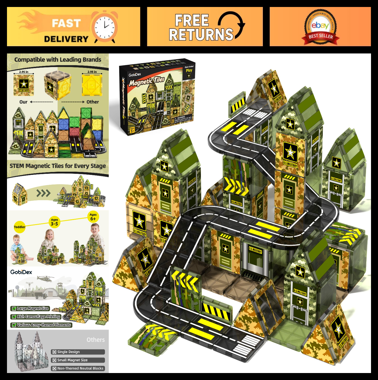 Magnetic Building Blocks Army Toys for Kids 3-8 | STEM Educational Gifts 3+0