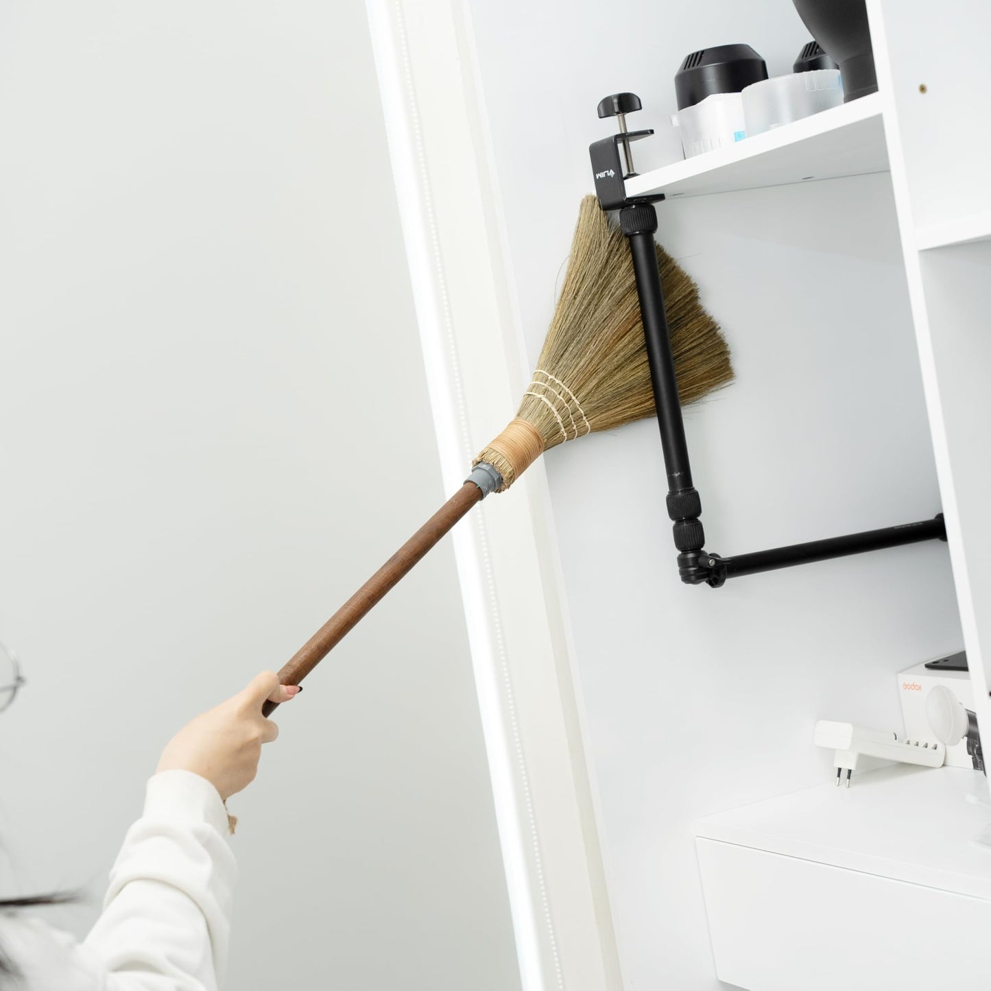 Natural Straw Whisk Broom with Brown Handle - Soft Indoor/Outdoor Cleaning Tool,6