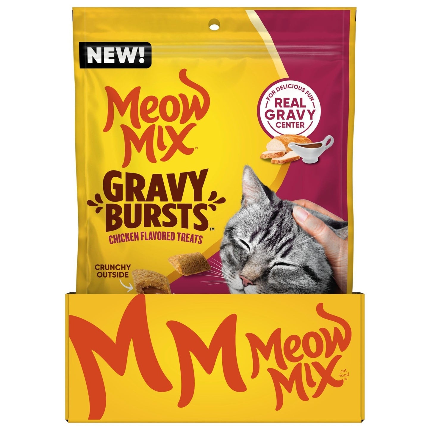 Chicken Flavored Cat Treats with Gravy Bursts, 6.3 Oz Bags   Pack of 5, Tasty Sn6