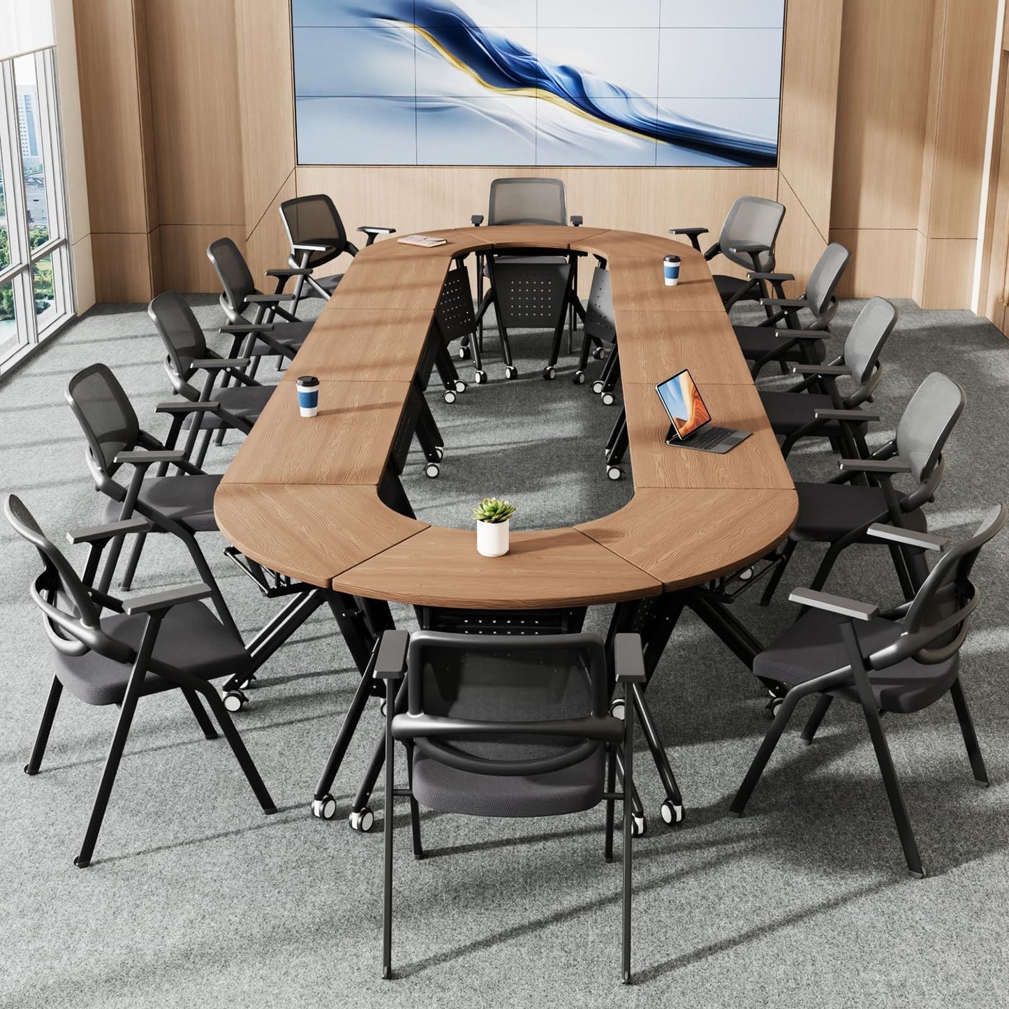 2Pack Mobile Folding Conference Tables with Wheels | Flip-Top Seminar & Training6
