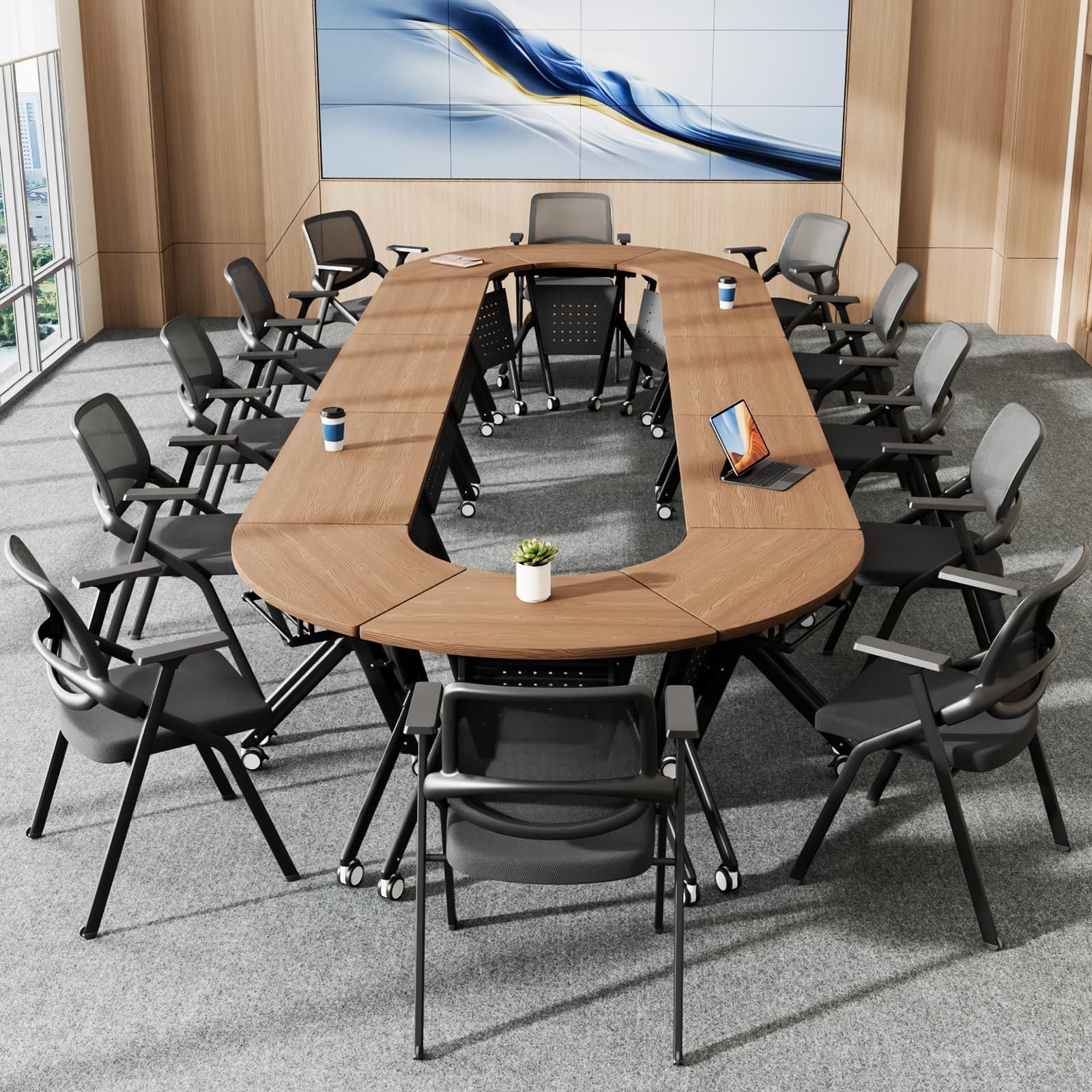 2Pack Mobile Folding Conference Tables with Wheels | Flip-Top Seminar & Training6