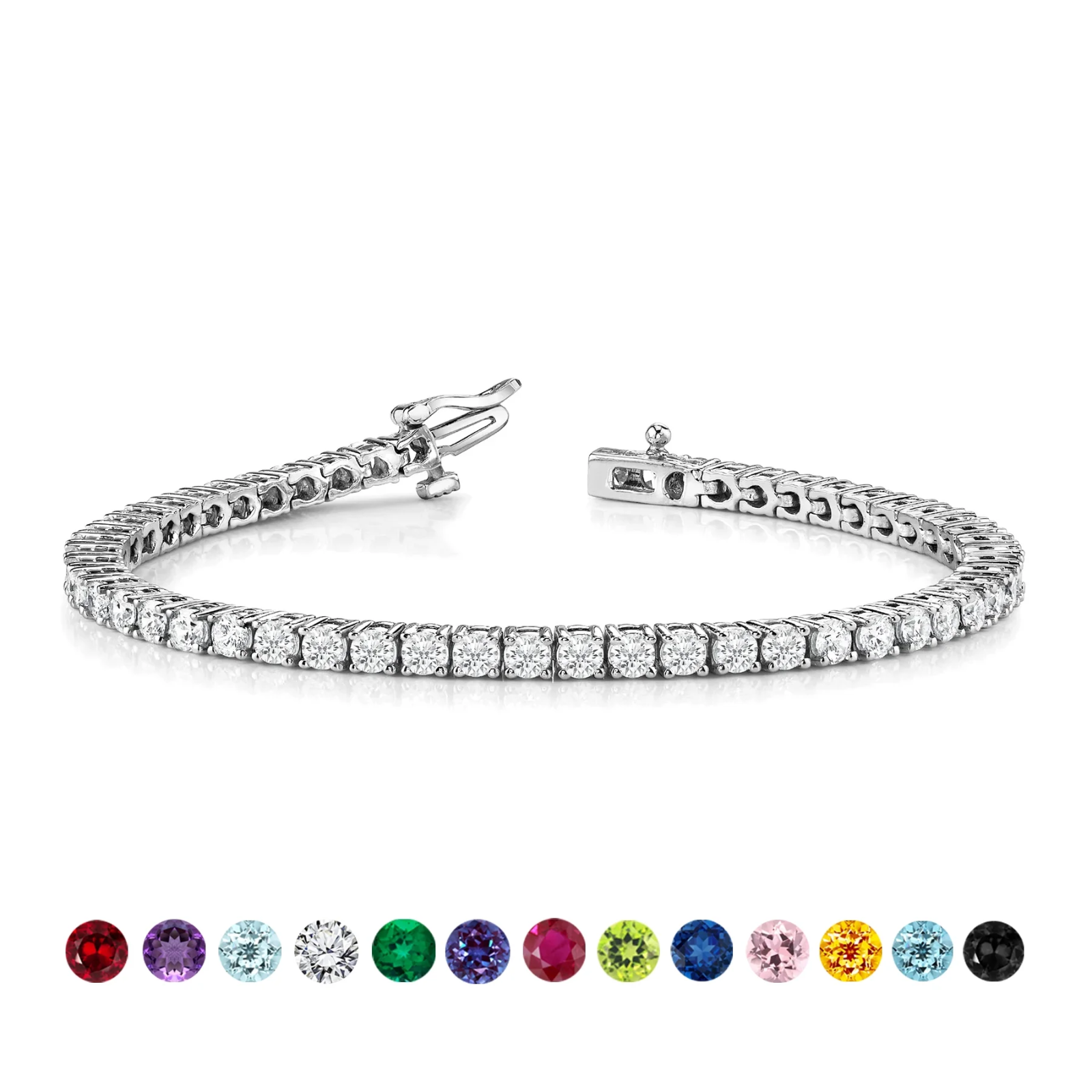 JeenMata 5.5 Carat Round Cut April - Cubic Zirconia - Birthstone Tennis Bracelet0