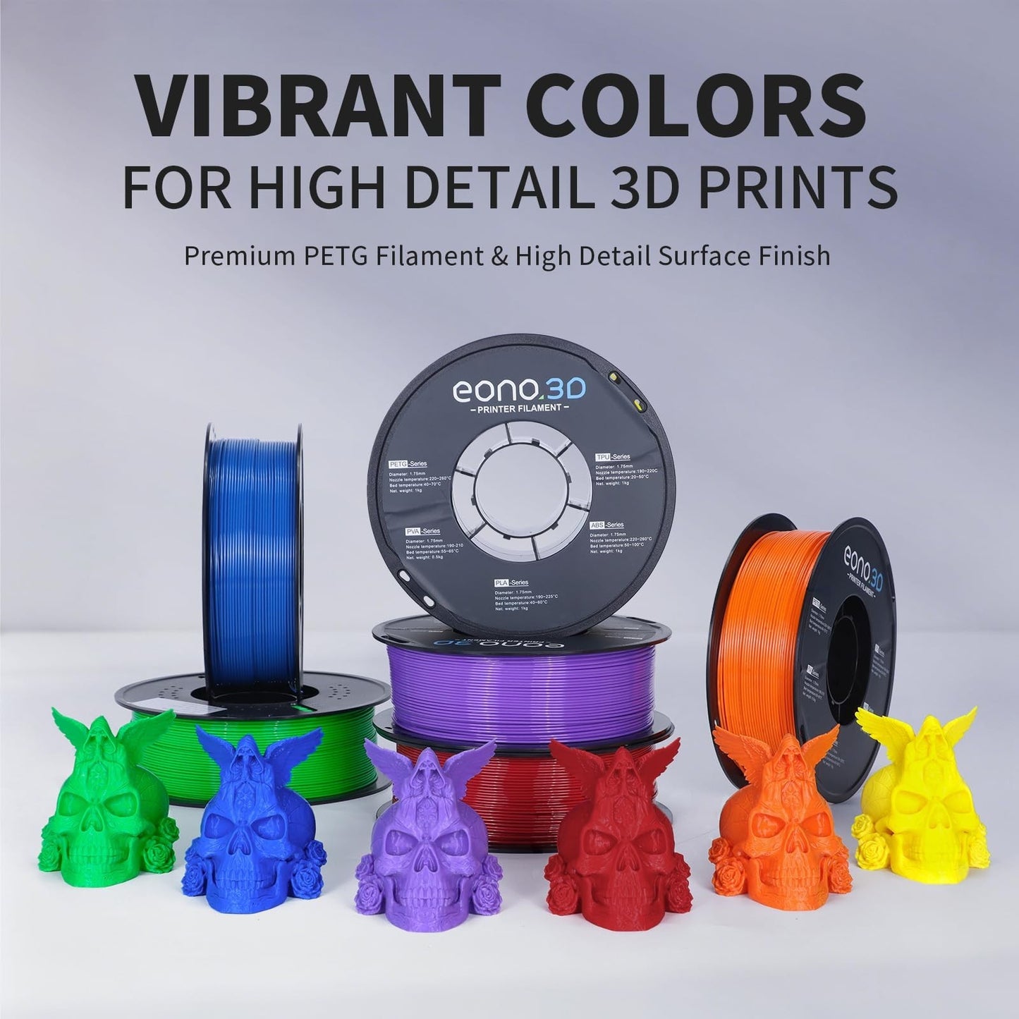 Multi-Color PETG Filament 1.75mm 6kg (13.2lbs) | Strong Adhesion, Low Stringing,3