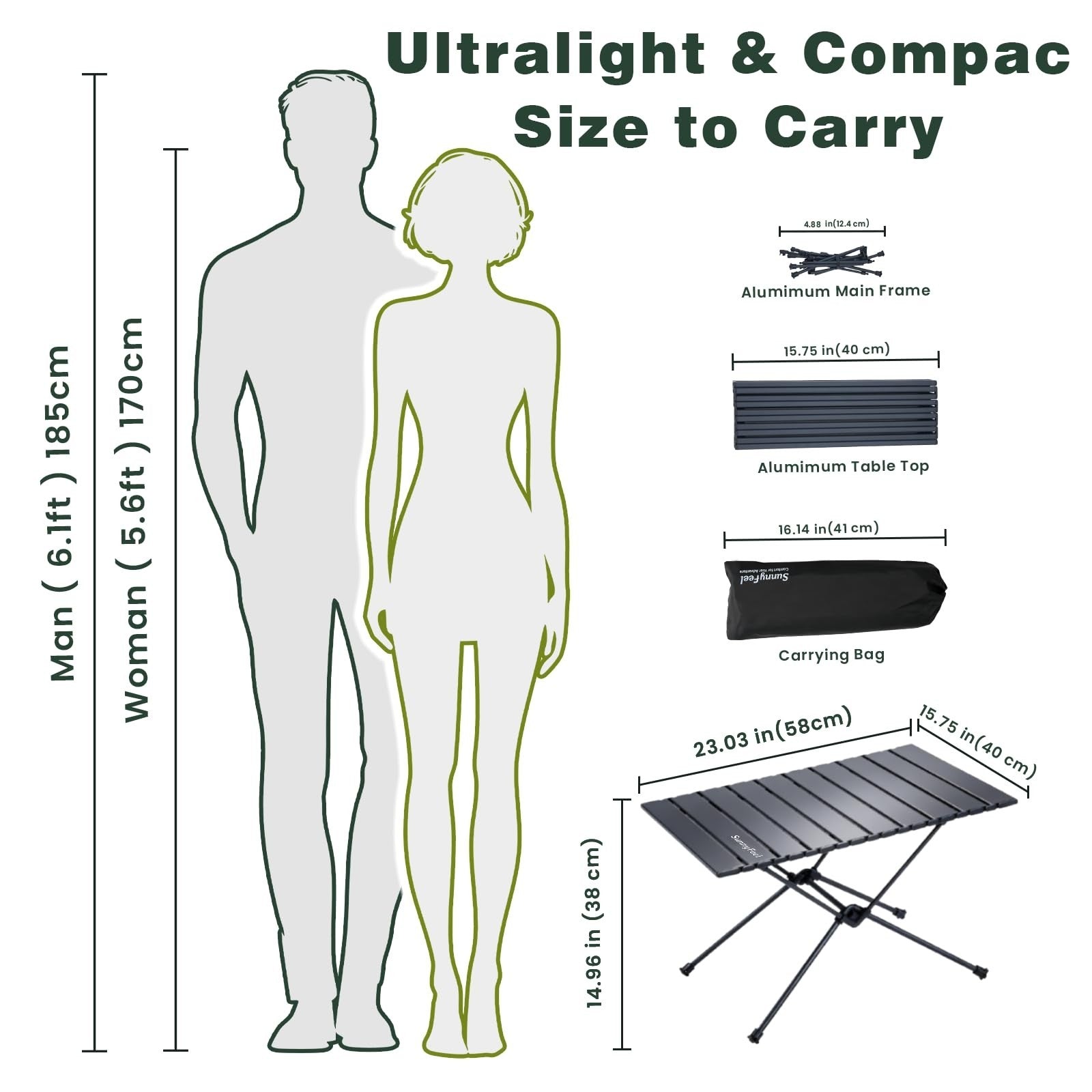 Portable Folding Camping Table - Lightweight Aluminum Beach Table with Carry Bag2