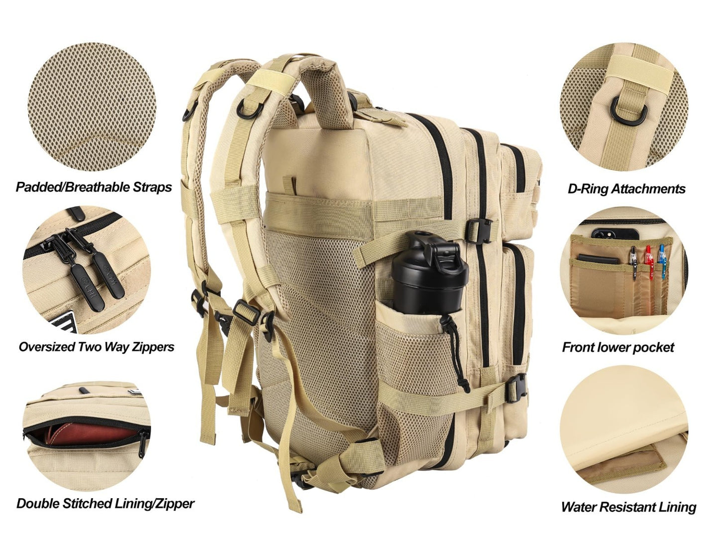 Tactical Military Backpack 45L Assault Pack Rucksack for Men & Women, Molle Syst5