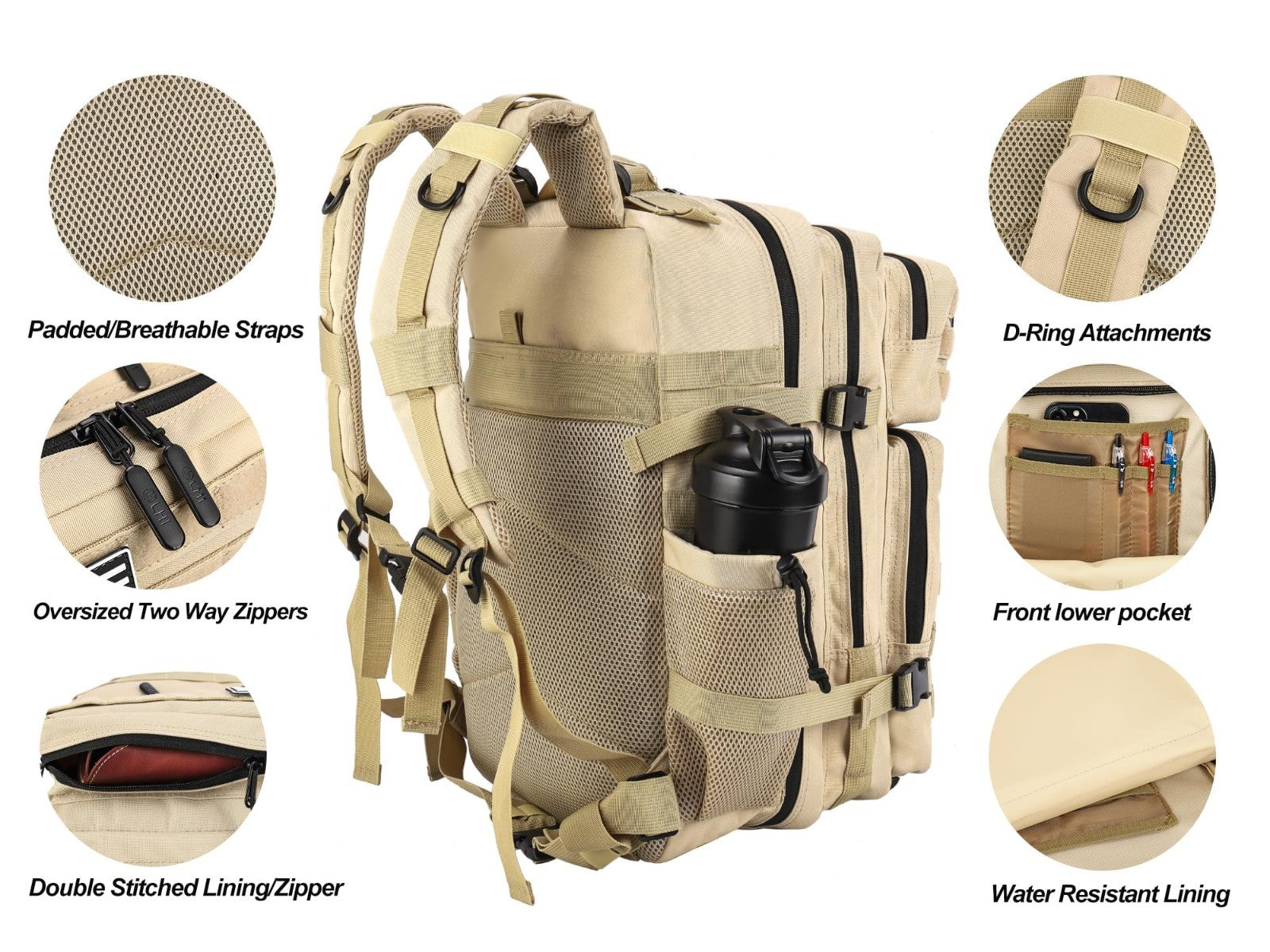 Tactical Military Backpack 45L Assault Pack Rucksack for Men & Women, Molle Syst5