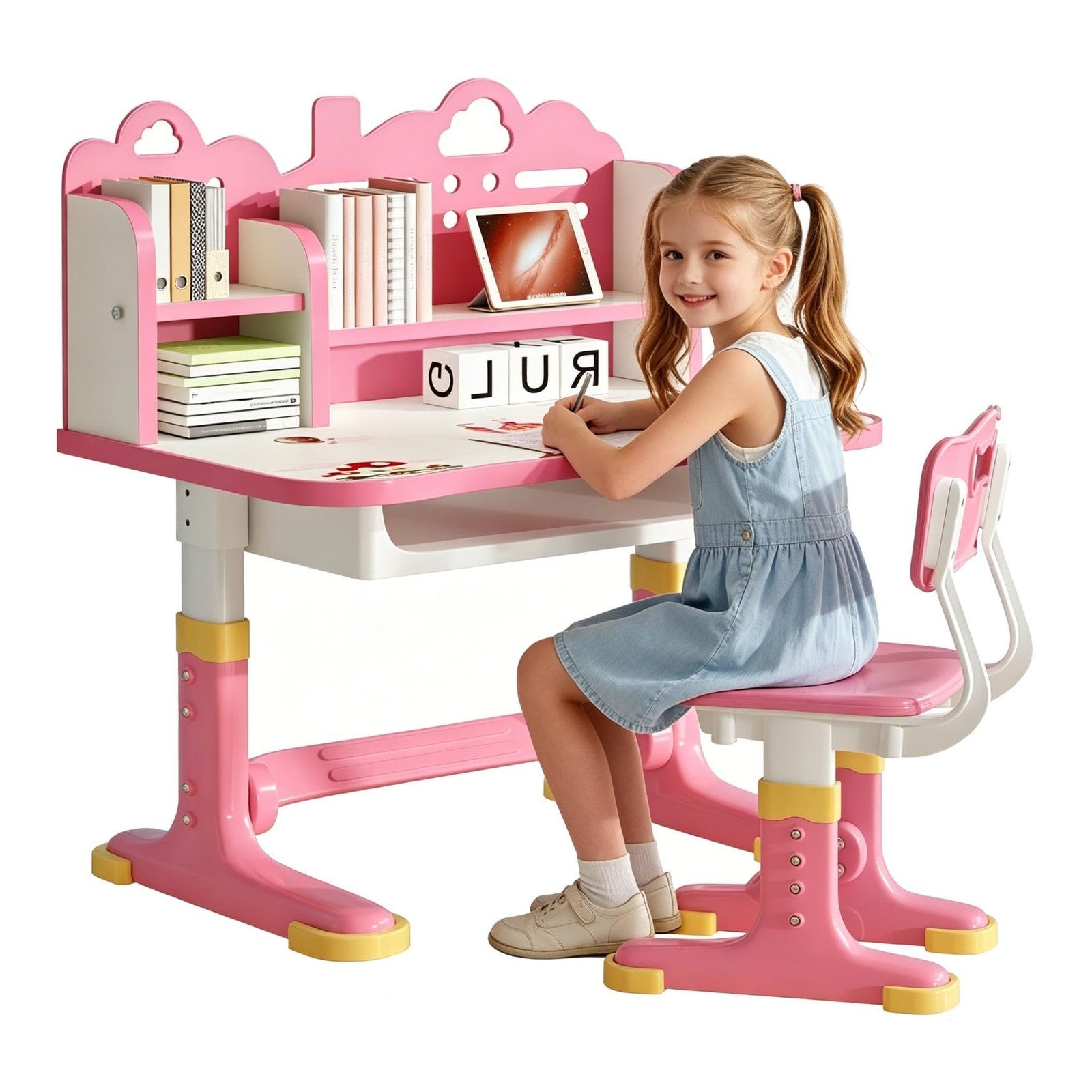 Height Adjustable Kids Study Desk & Chair Set for Ages 3 12   Learning Furniture1