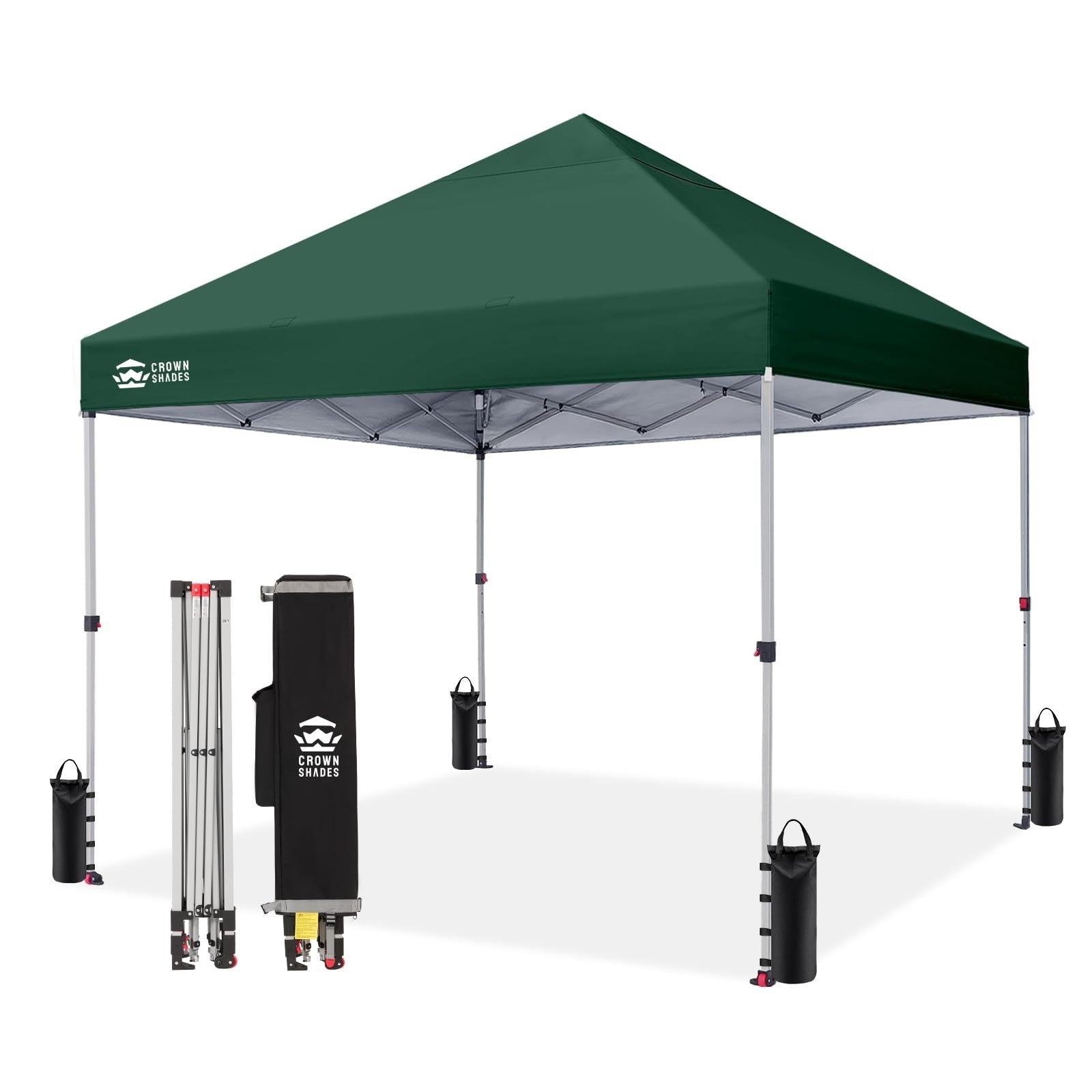 8x8 Pop Up Canopy Tent   One Push Setup, Forest Green, Easy Outdoor Sun Shade fo1