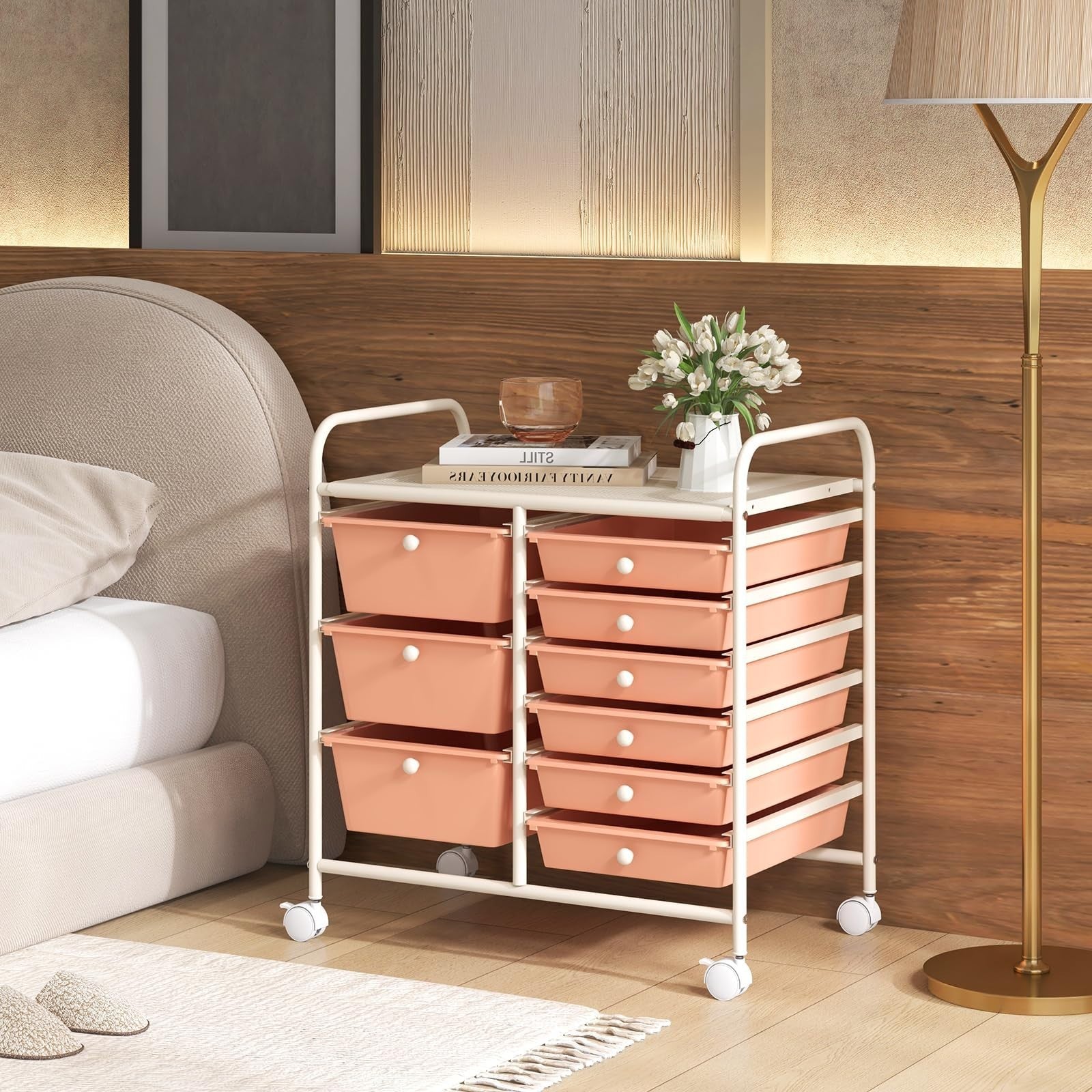 9 Drawer Rolling Storage Cart   Mobile Utility Cart with Wheels for Craft, Art &2