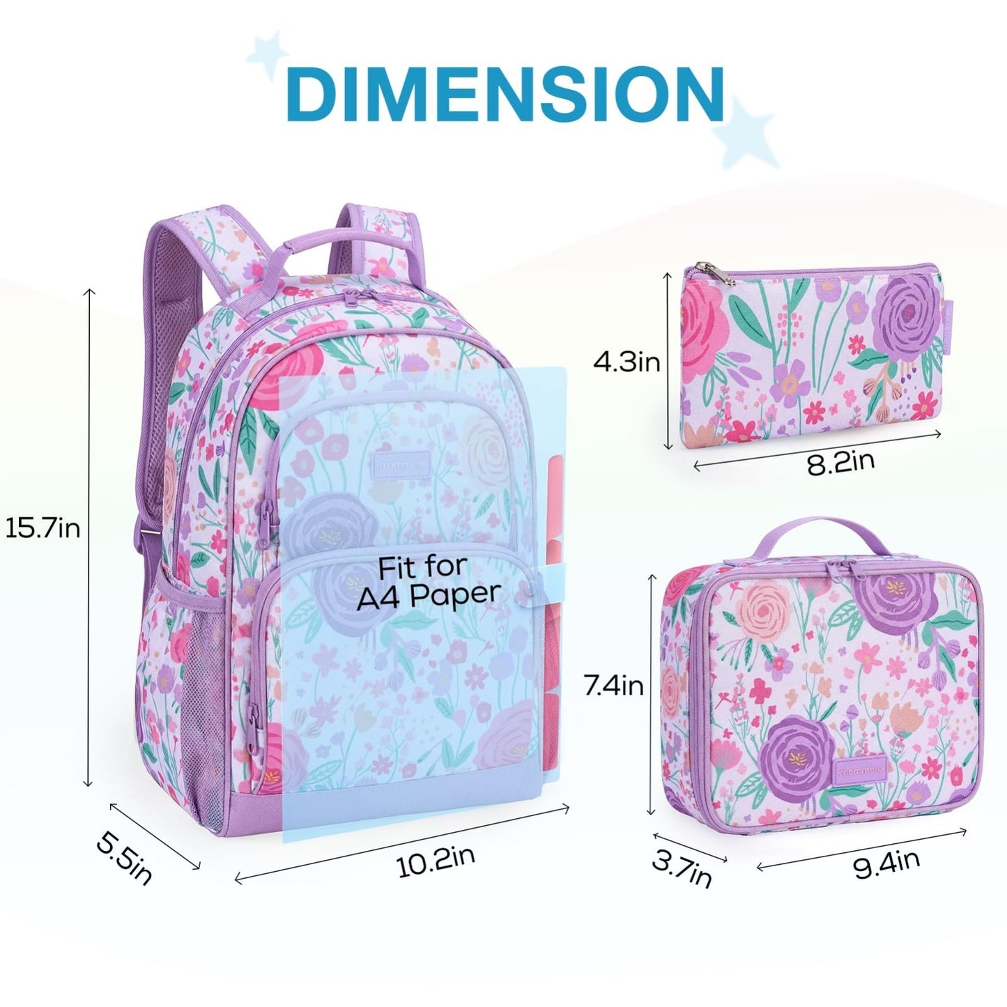 Kids Backpack Set for Preschool & Kindergarten, 3-Piece with Lunch Box & Pencil3