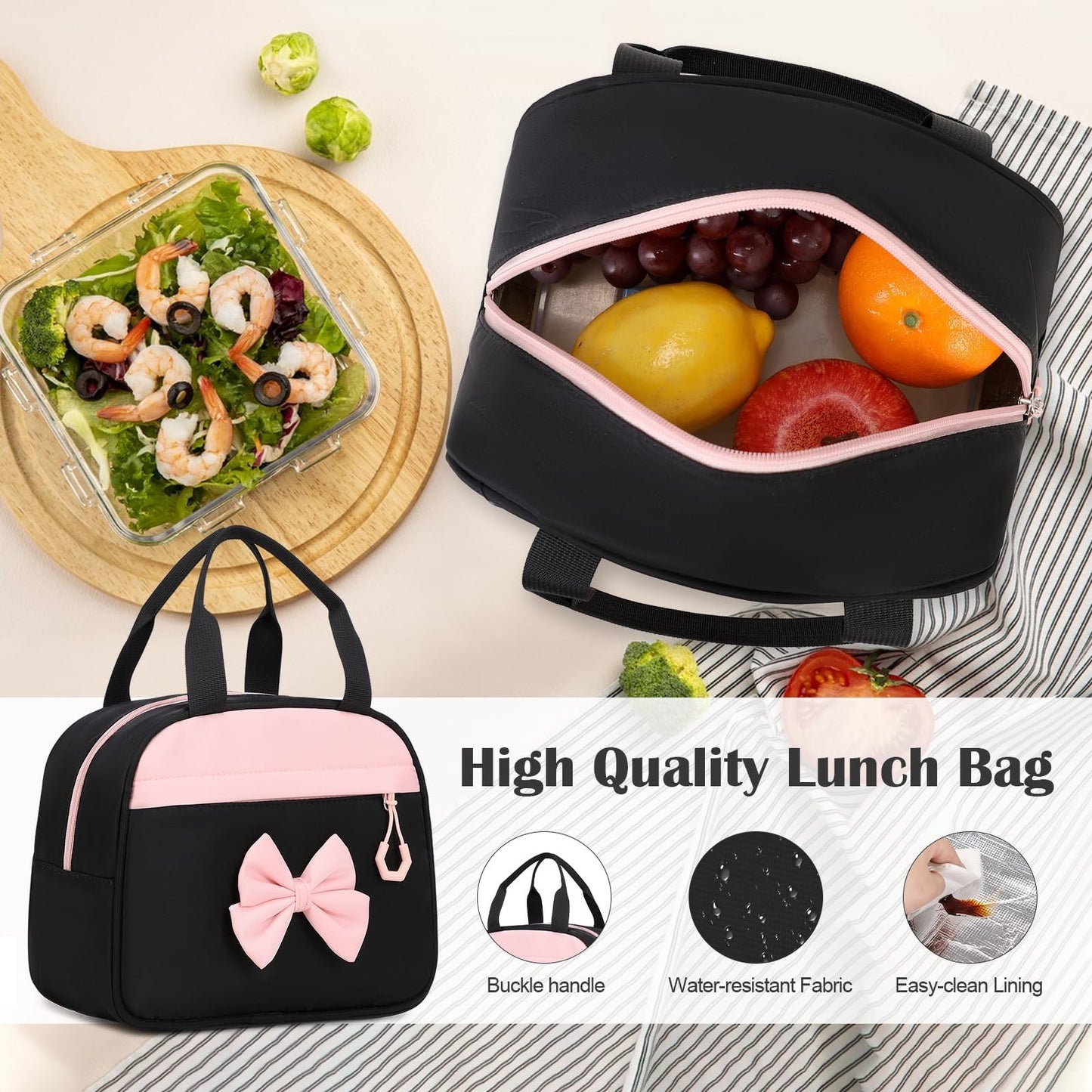 Cute Bow Backpack for Girls   School Bag Set with Lunch Bag & Pen Case5