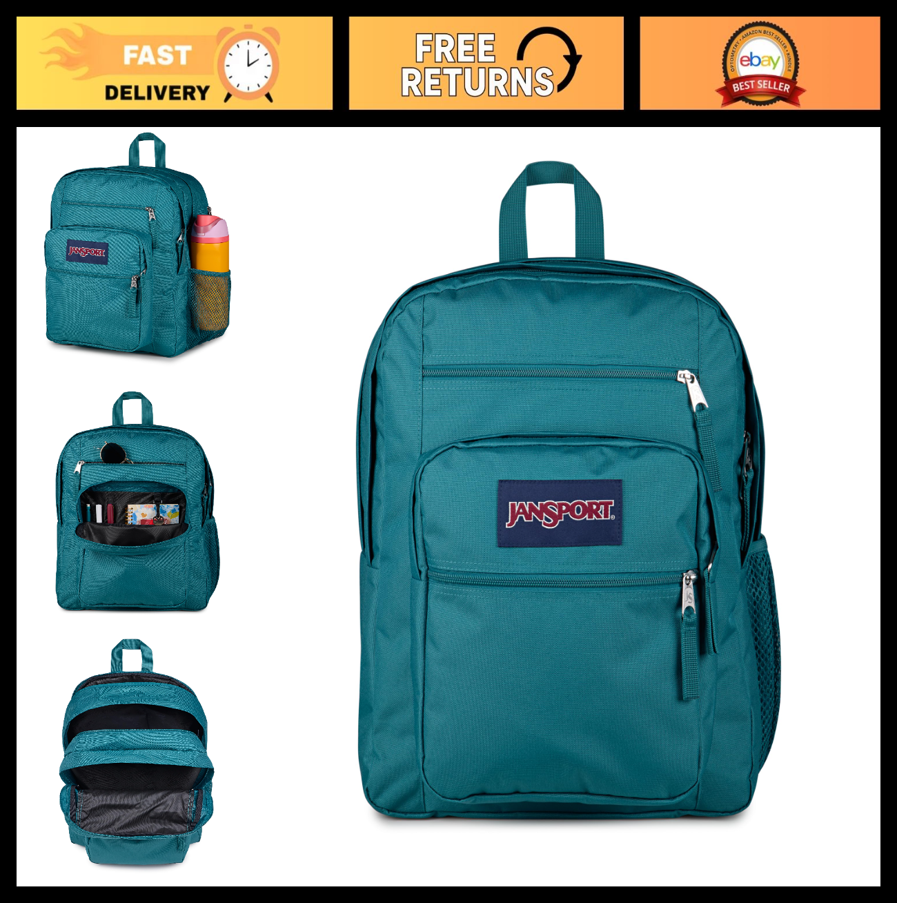 Laptop Backpack for 15" Computer   Ergonomic Straps, 2 Compartments, Haul Handle0