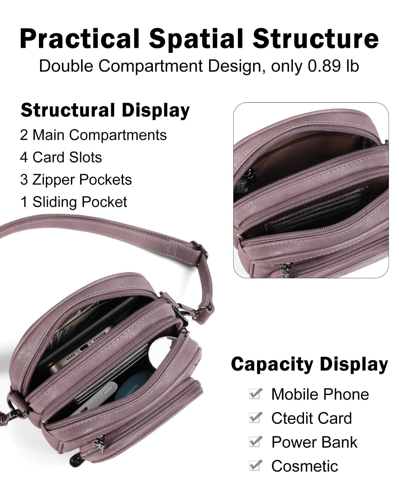 Stylish Small Crossbody Purses for Women, RFID Anti-Theft, 4 Card Slots4