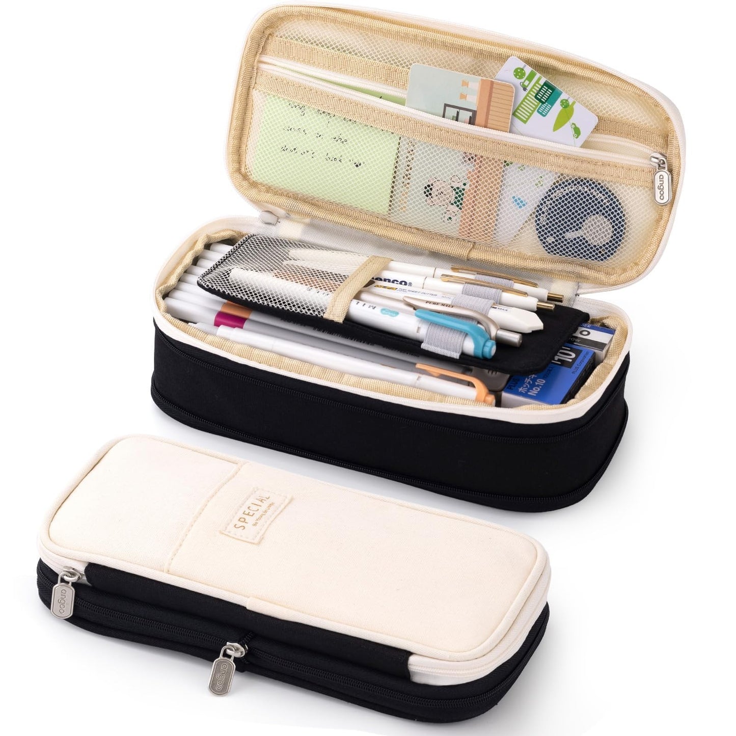 Large Capacity Pencil Case   Office & School Storage Pouch, Organizer Bag, Black1