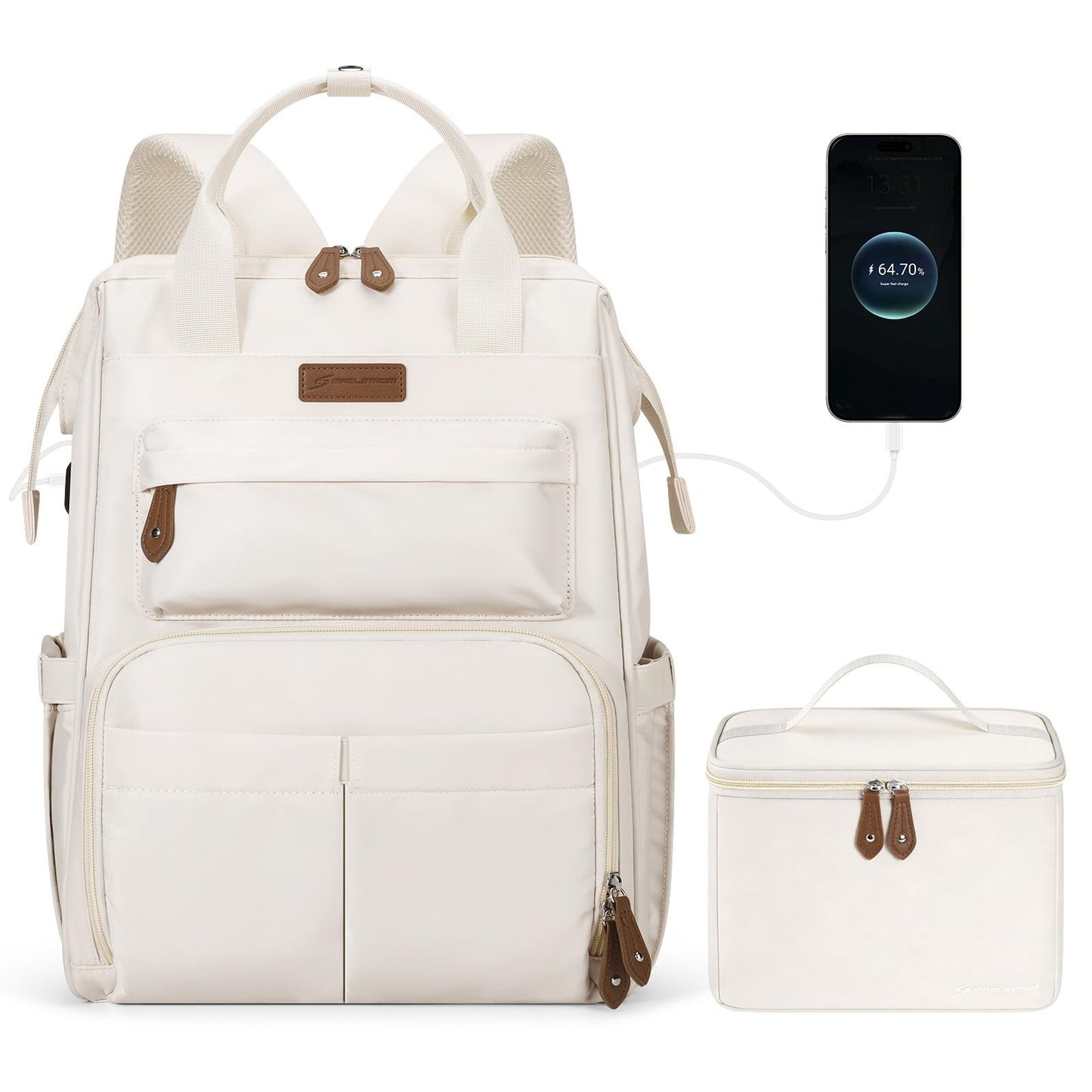 Travel Backpack for Men & Women, Fits 15.6-17.3" Laptop, Insulated Lunch Bag, Be0