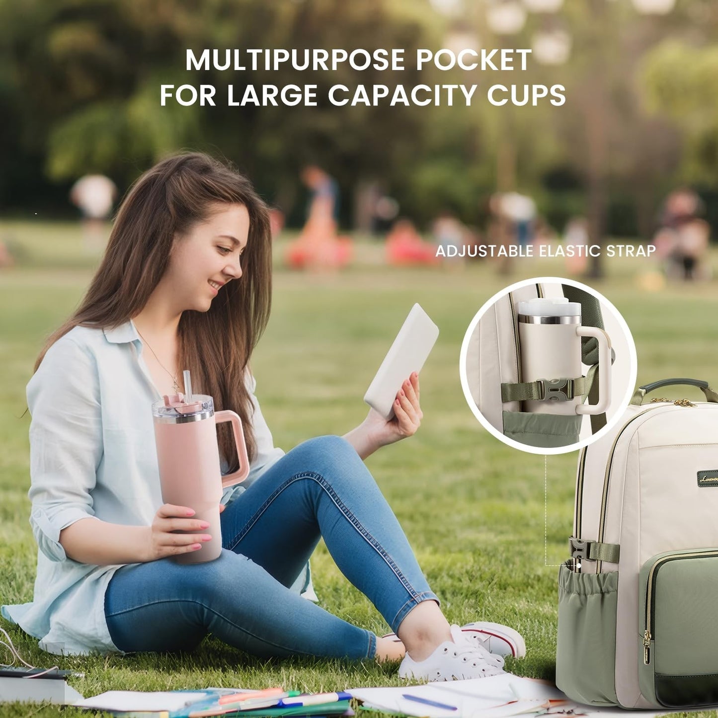 Stylish Waterproof Laptop Backpack for Women, 15.6" Large Capacity Travel Bag, P2