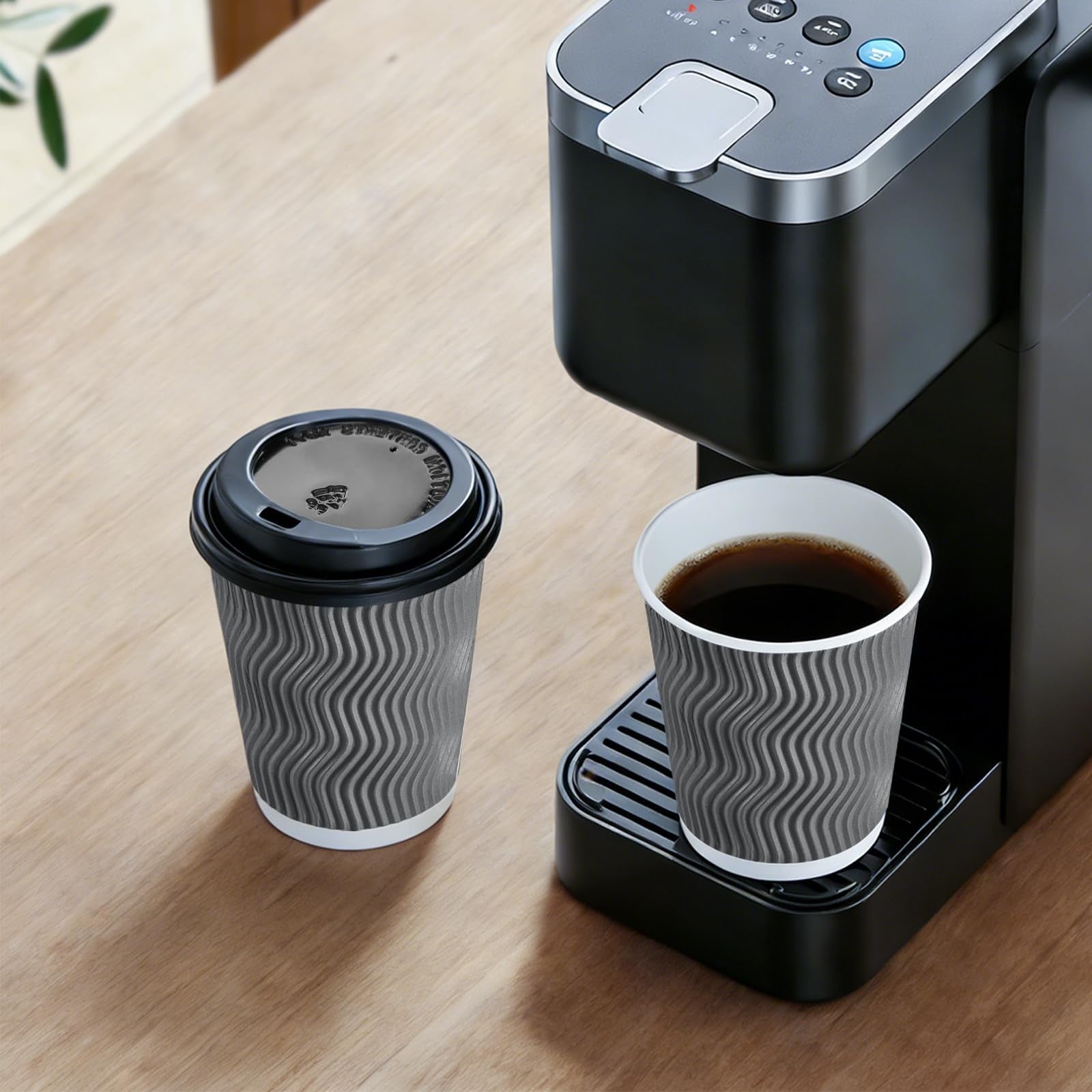 50 Pack 8 oz Insulated Disposable Coffee Cups with Lids   To Go Hot Drink Cups f4
