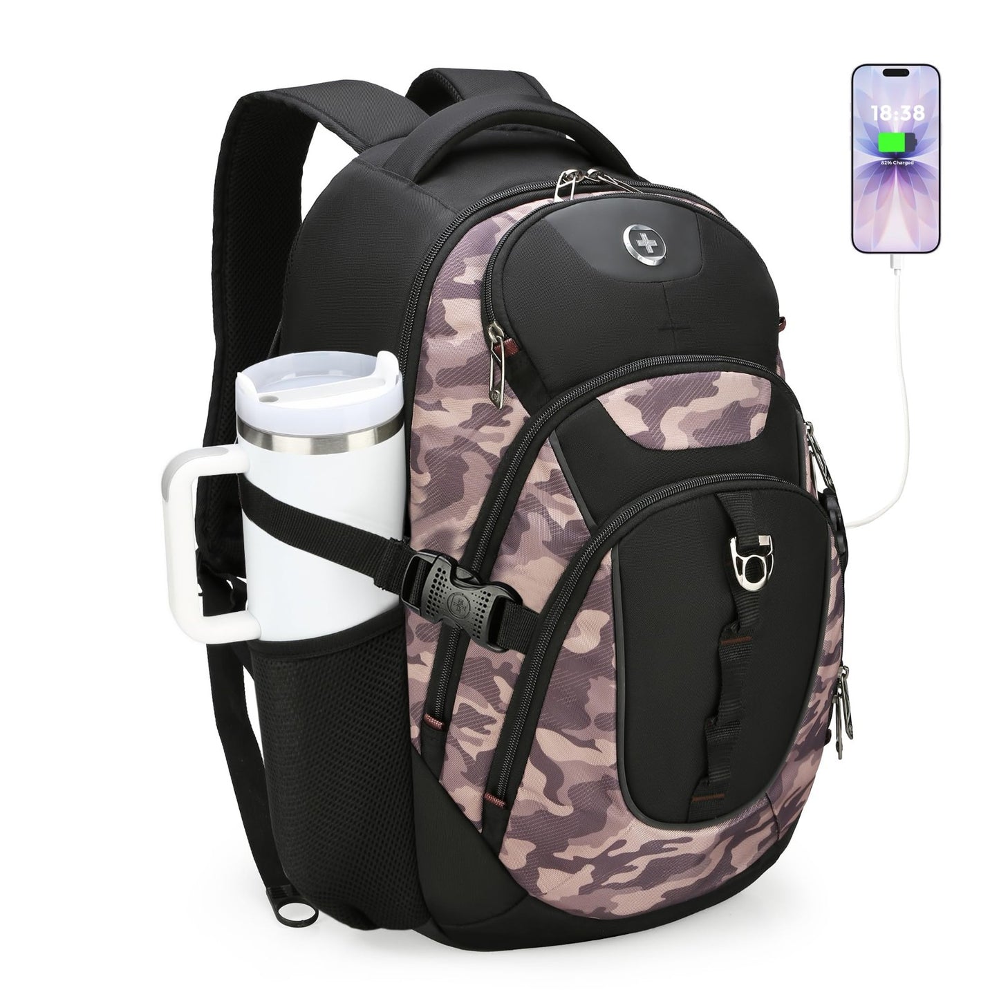 Laptop Backpack with USB Charging Port, 15.6" Travel Backpack, 31L College Bag,1