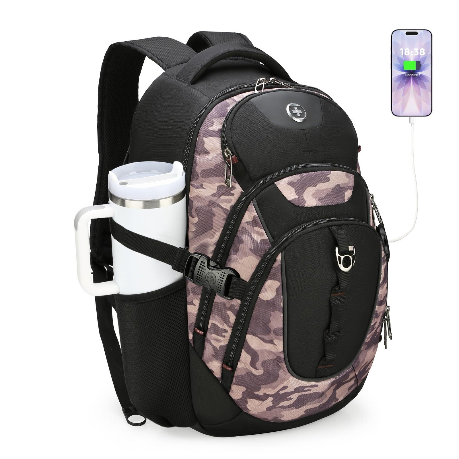 Laptop Backpack with USB Charging Port, 15.6" Travel Backpack, 31L College Bag,1