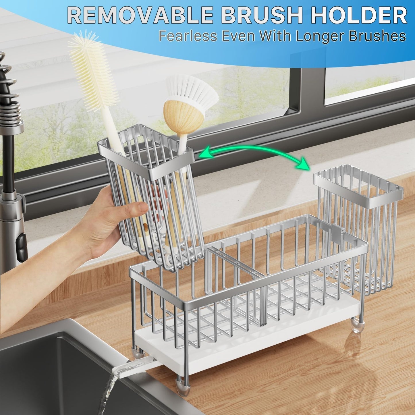 Kitchen Sink Sponge Holder Caddy Organizer, Rustproof 304 Stainless Steel, Count2