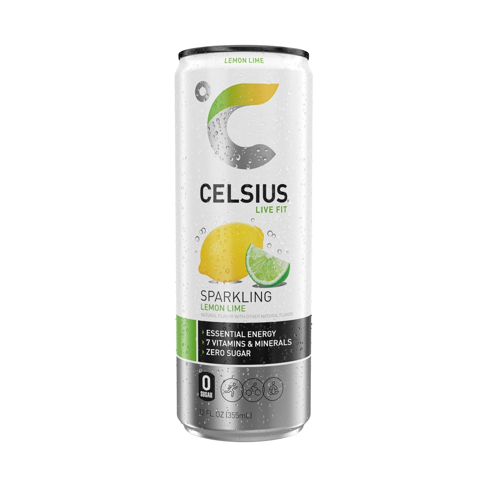 Sugar Free Energy Drink   Sparkling Lemon Lime Flavor, 12 Fl Oz, Pack of 124