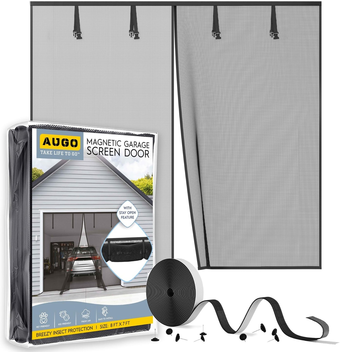 Magnetic Garage Door Screen   Heavy Duty Mesh for 1 Car   Pet & Kid Friendly, 8'1