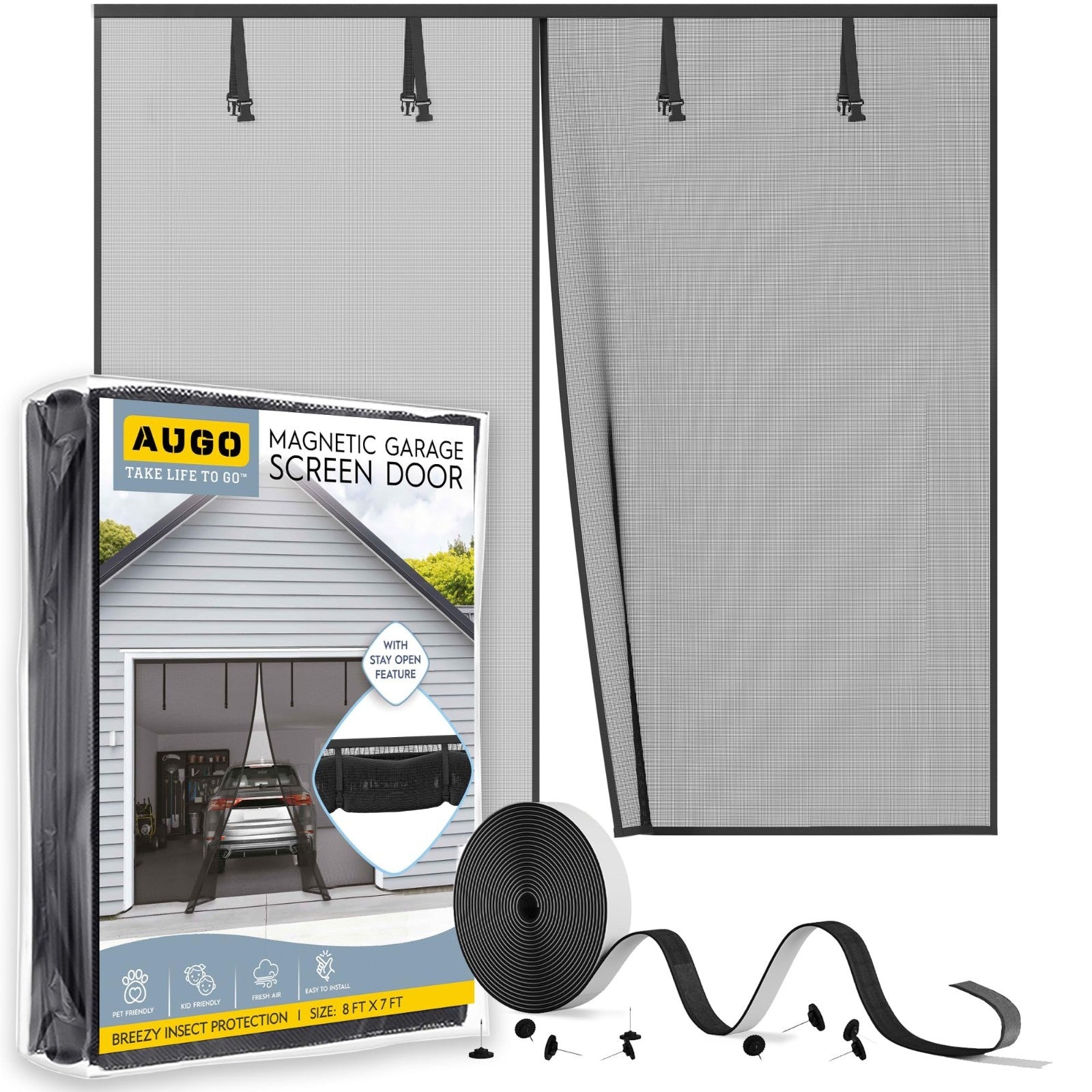 Magnetic Garage Door Screen   Heavy Duty Mesh for 1 Car   Pet & Kid Friendly, 8'1