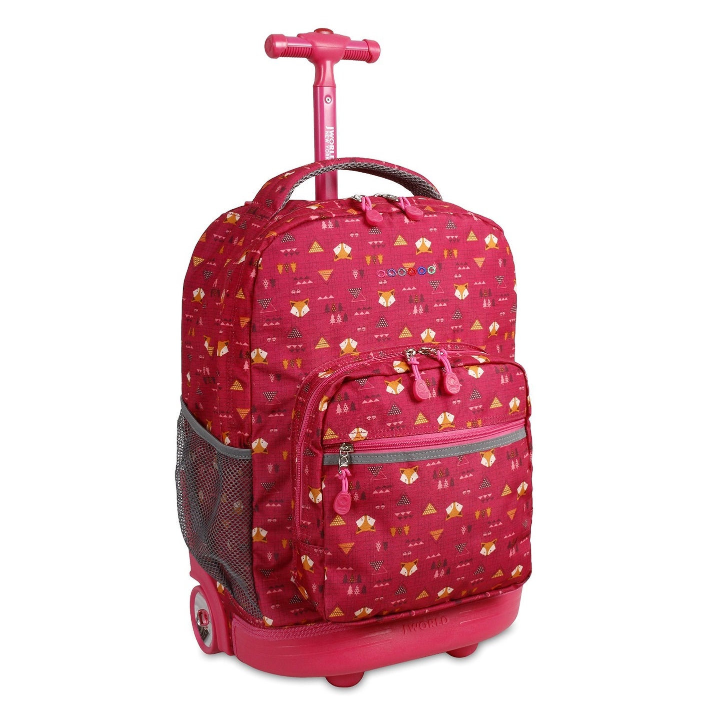 Kids Rolling Backpack with Wheels, 18" School Bookbag for Girls & Boys, Fox Desi1