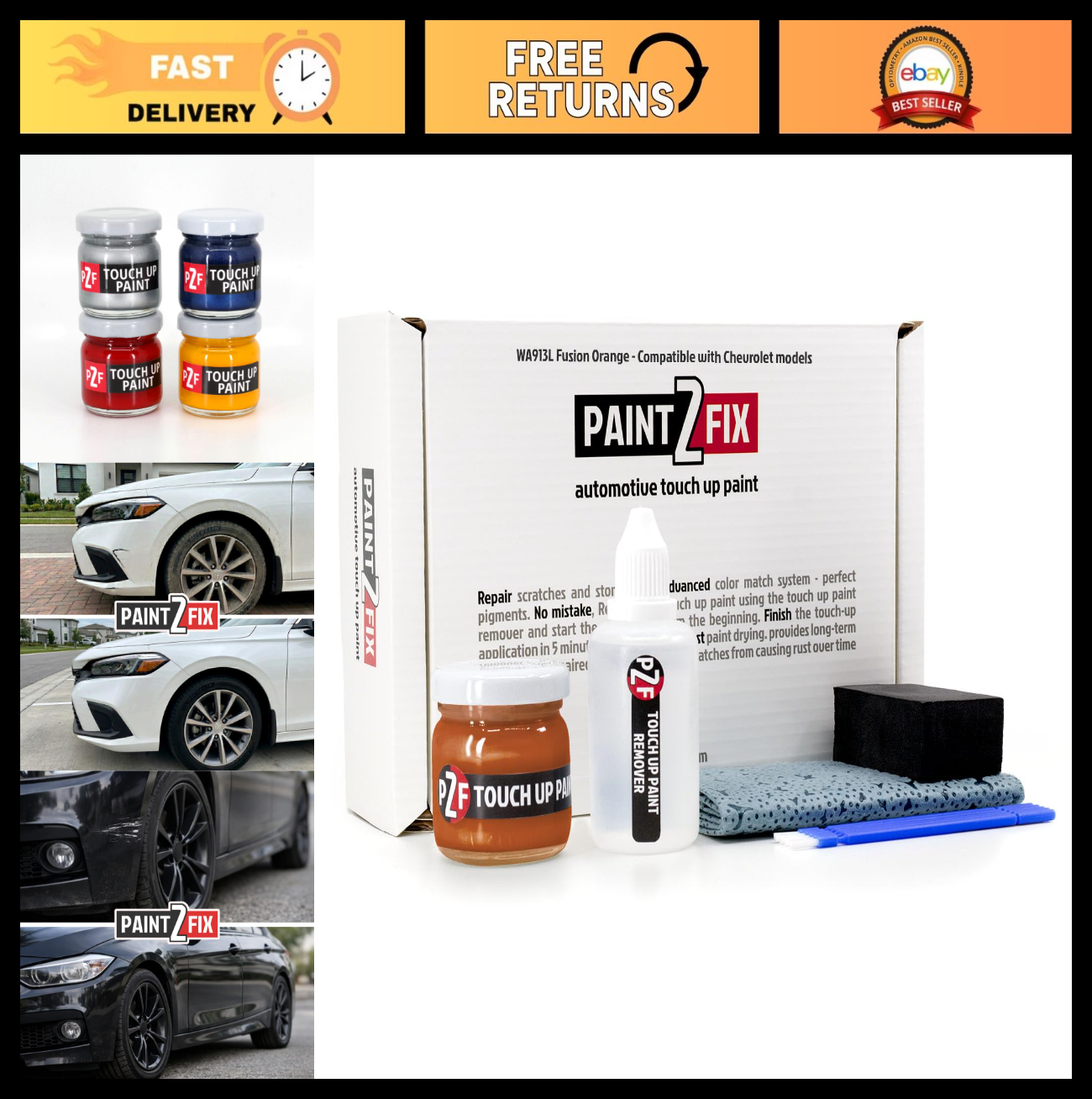 Fusion Orange Touch Up Paint Kit for Chevrolet - 0.84 fl oz, Car Scratch Repair0