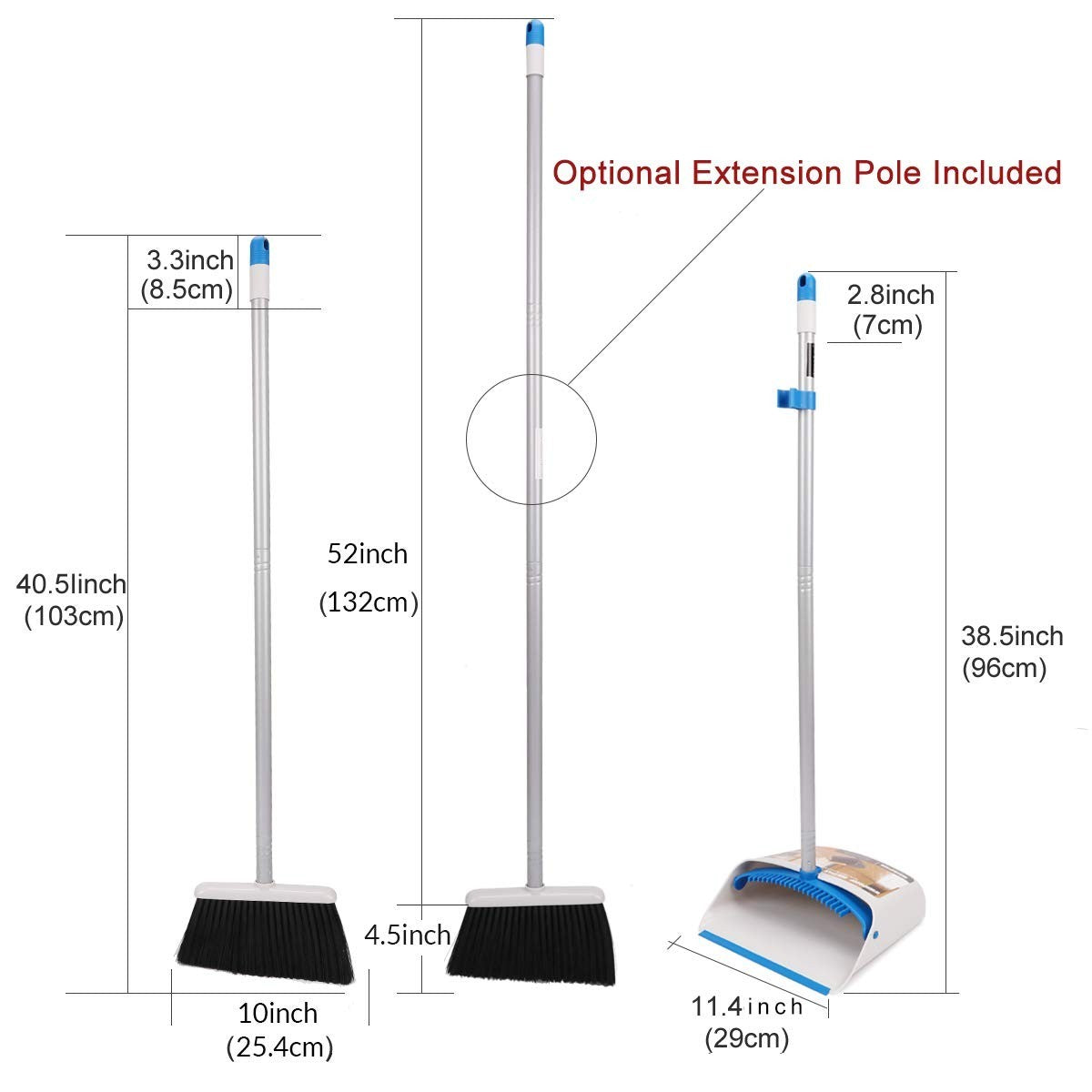Long Handle Broom & Dustpan Set - Upright Combo for Home, Kitchen, Office, Lobby4