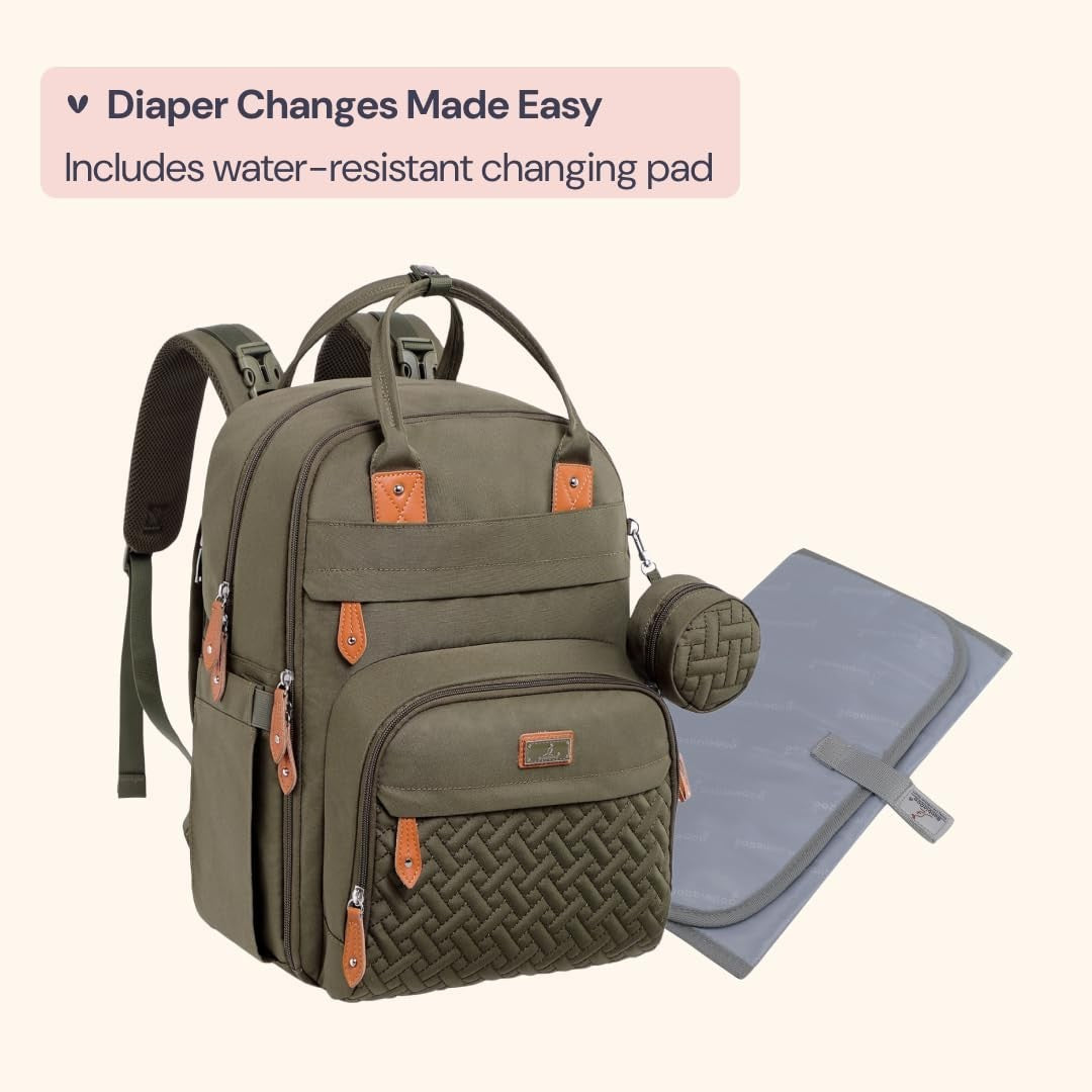 Multi Function Water Resistant Diaper Bag Backpack   Baby Travel Tote, Changing7