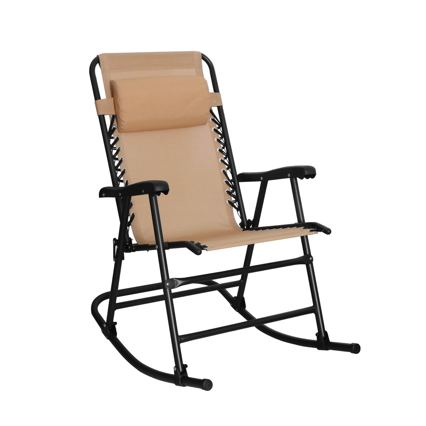 Outdoor Portable Folding Rocking Chair with Headrest, Ergonomic, Weather Resista1