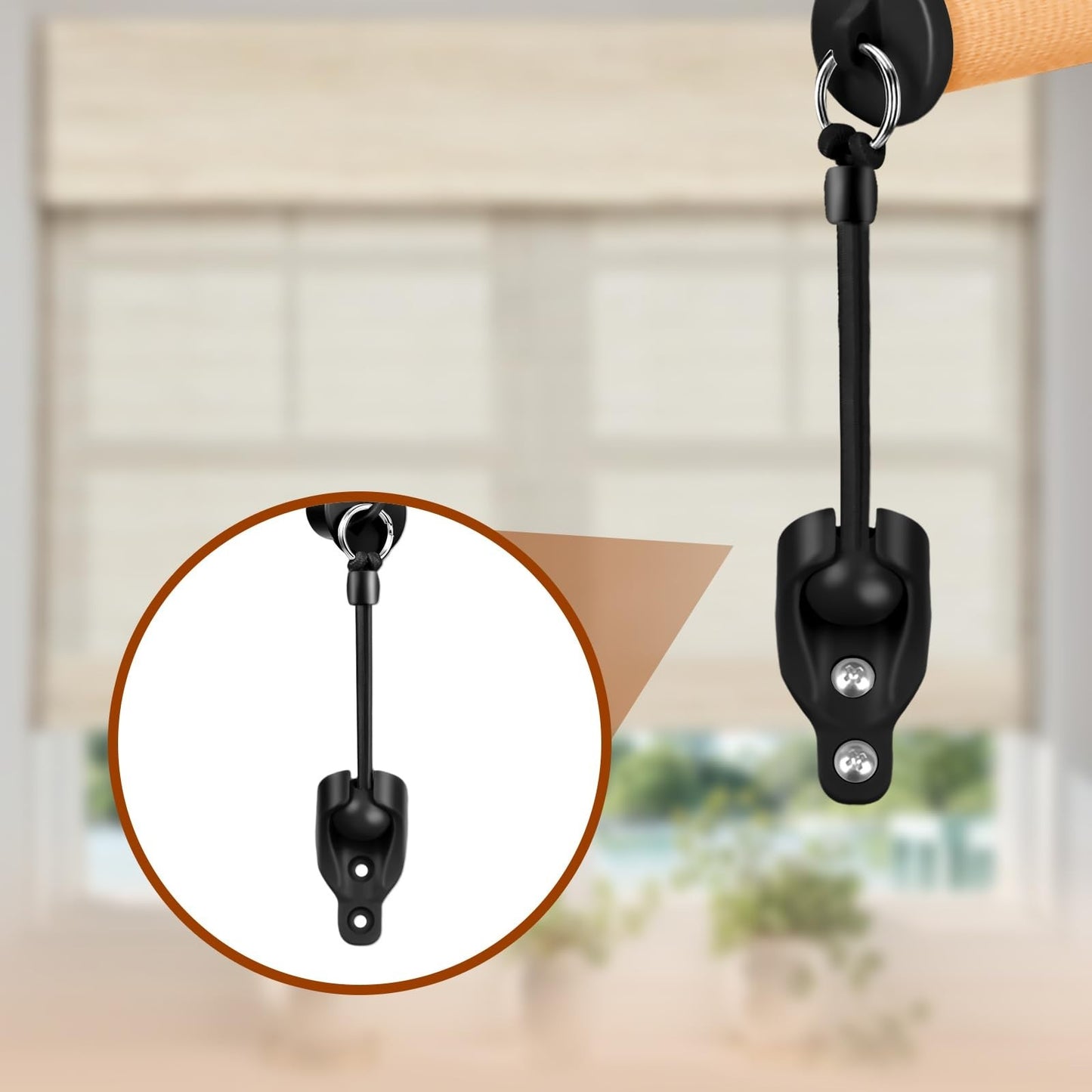 Replacement Roller Shade Hardware Bungee Kit & End Cap Tie Downs - 3 Black7