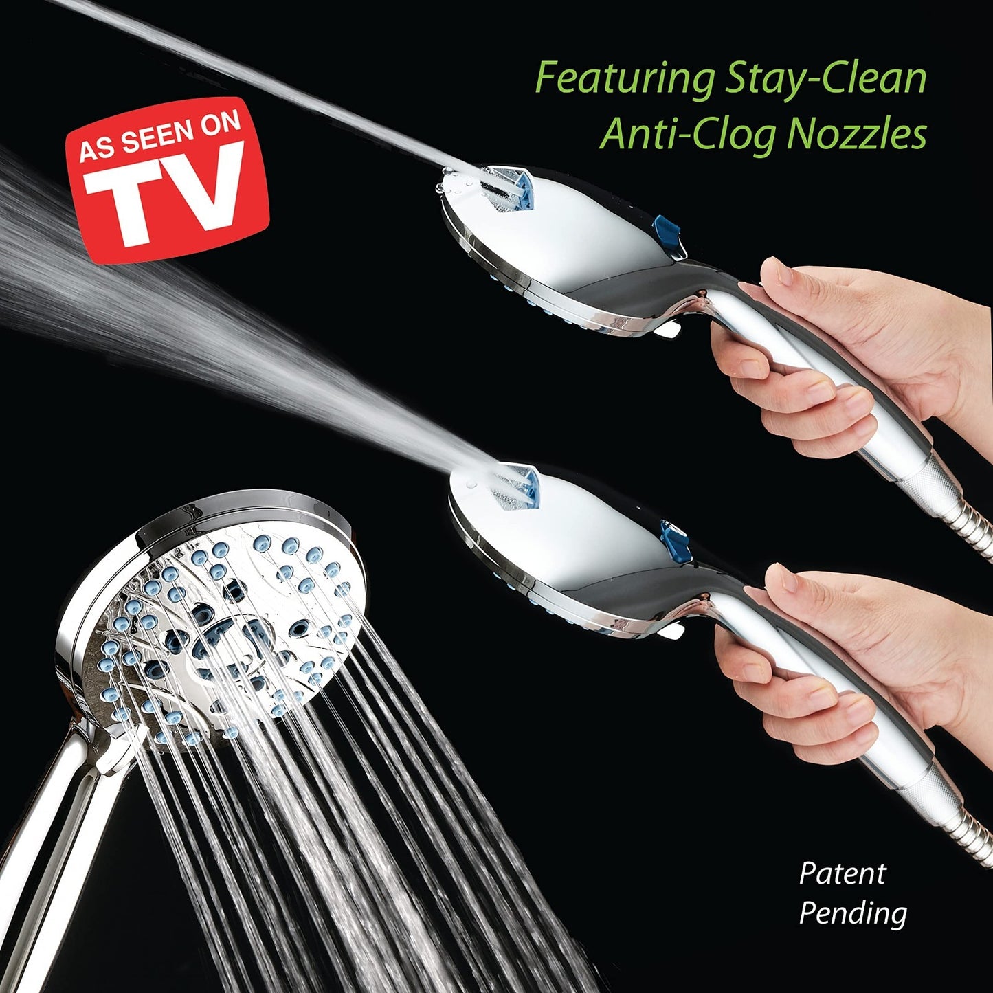 High Pressure 8 Mode Handheld Shower Head | Power Wash, Stay Clean Nozzles, 6ft2