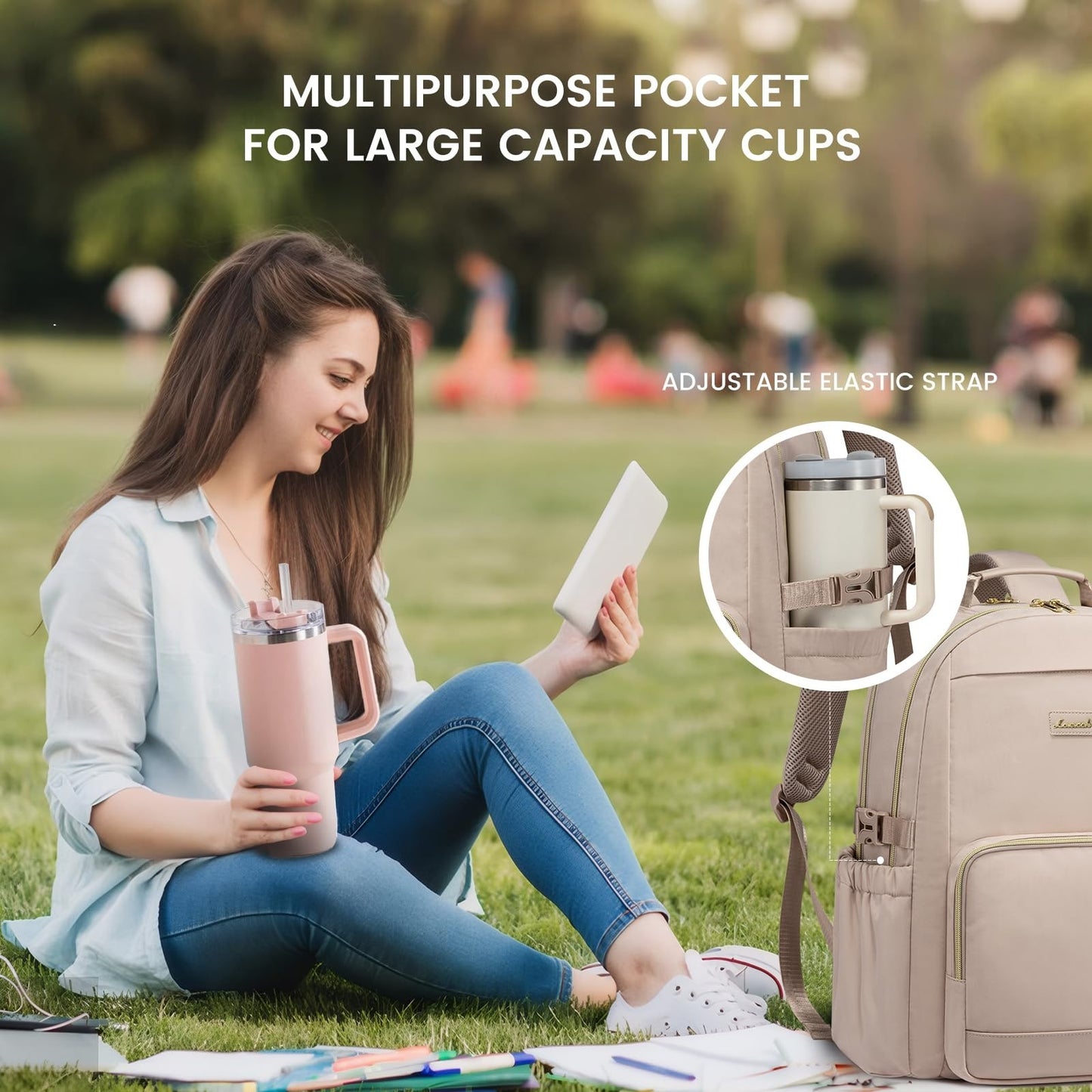 Stylish Waterproof Laptop Backpack for Women, 15.6" Large Capacity Travel Bag, P2