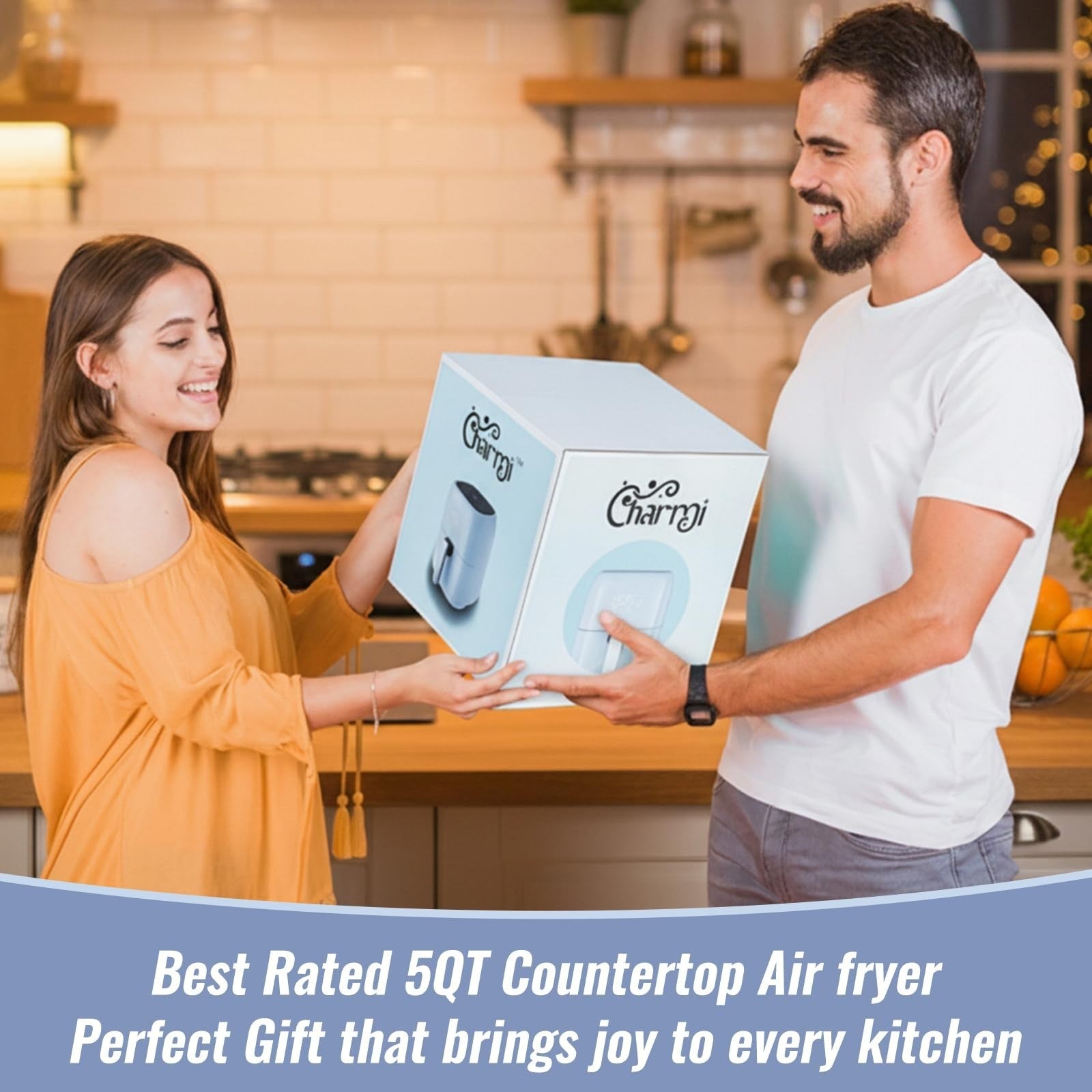 5QT Retro Air Fryer - Stylish Countertop, Digital Touchscreen, 8 Cooking Presets5