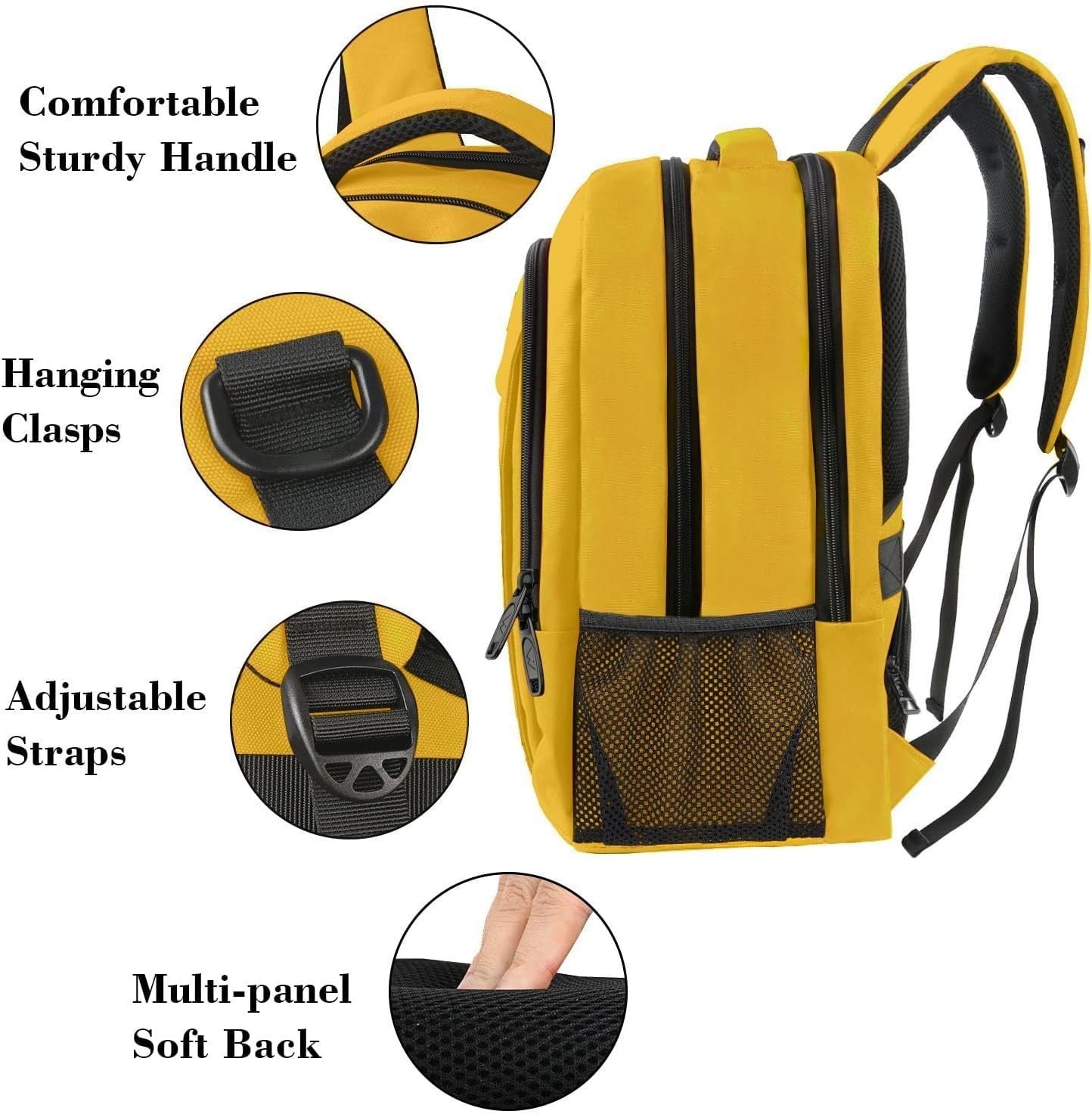 Yellow Travel Laptop Backpack for 15.6" Computer, Student Bookbag, Durable & Sty4