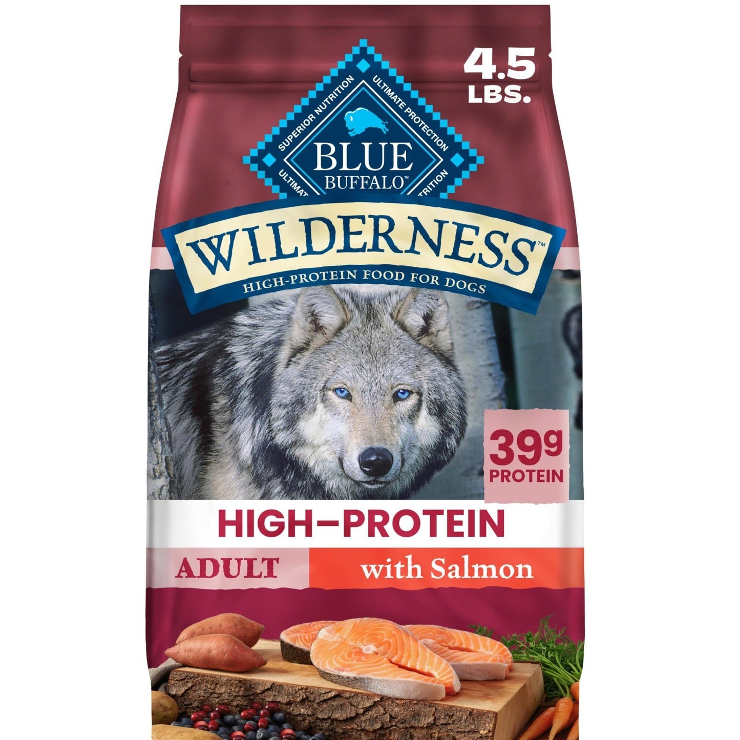 Grain Free Salmon & Wholesome Grains Adult Dry Dog Food 4.5 lb   High Protein, N1