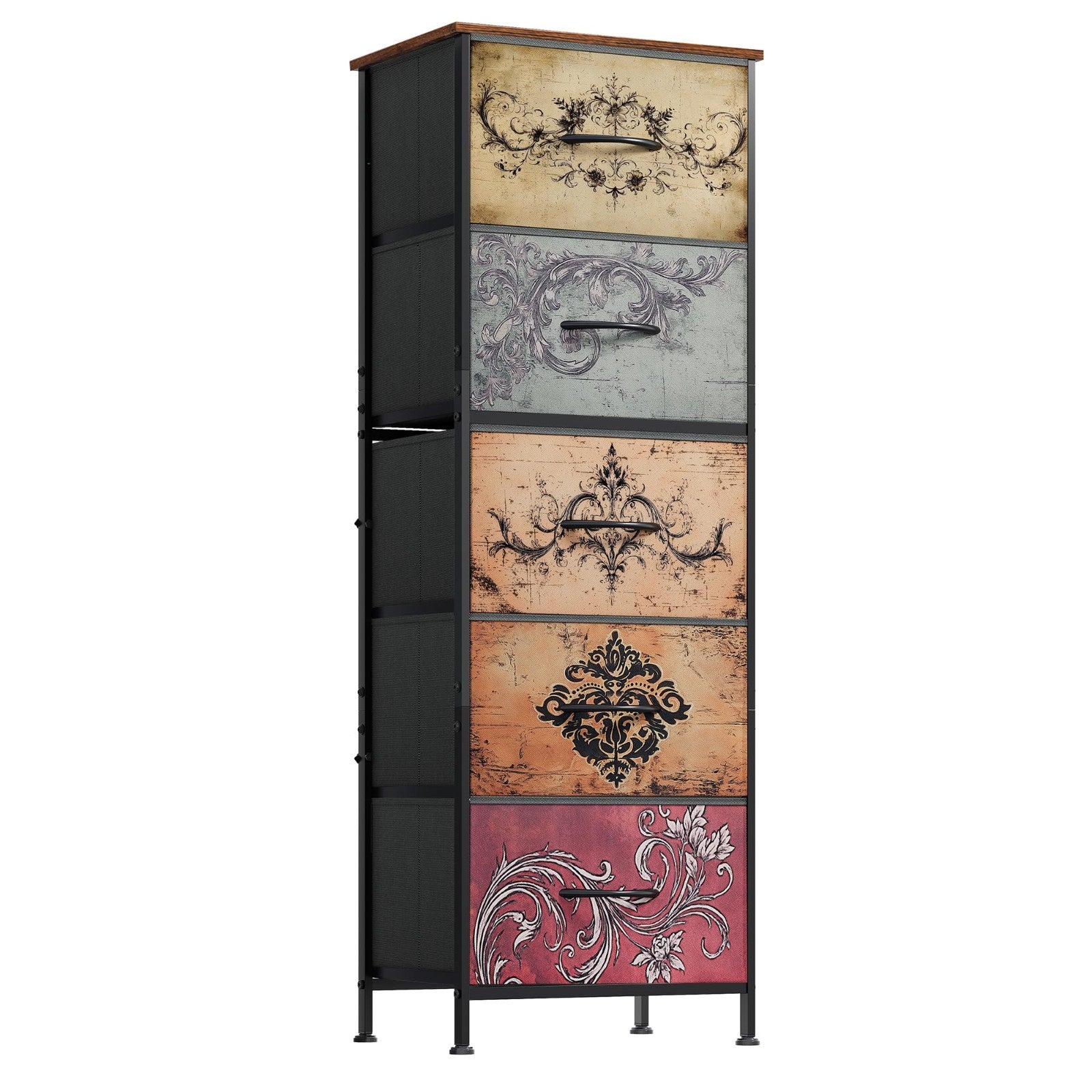 Tall 5-Drawer Dresser for Bedroom, Vertical Fabric Storage Chest, Space-Saving D1