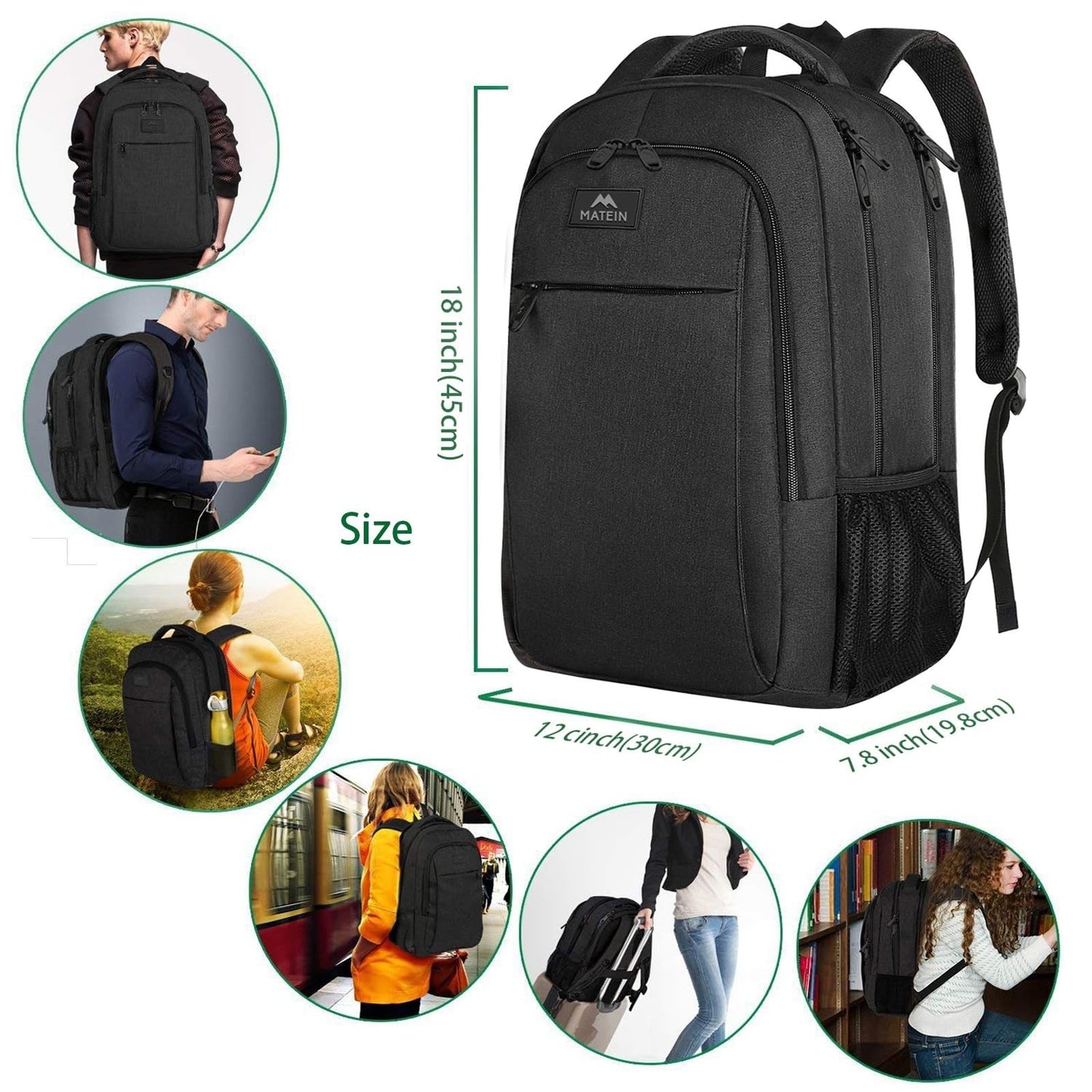 15.6" Business Laptop Backpack, Travel Work Bag for Men & Women, Durable & Styli7