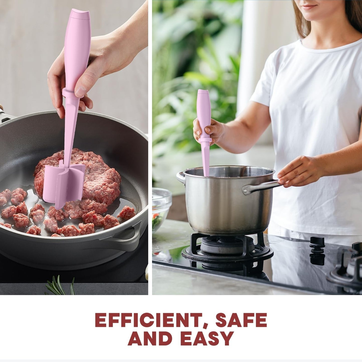2 Pack Meat Chopper & Hamburger Smasher   Heat Resistant, Non Stick, Dishwasher6