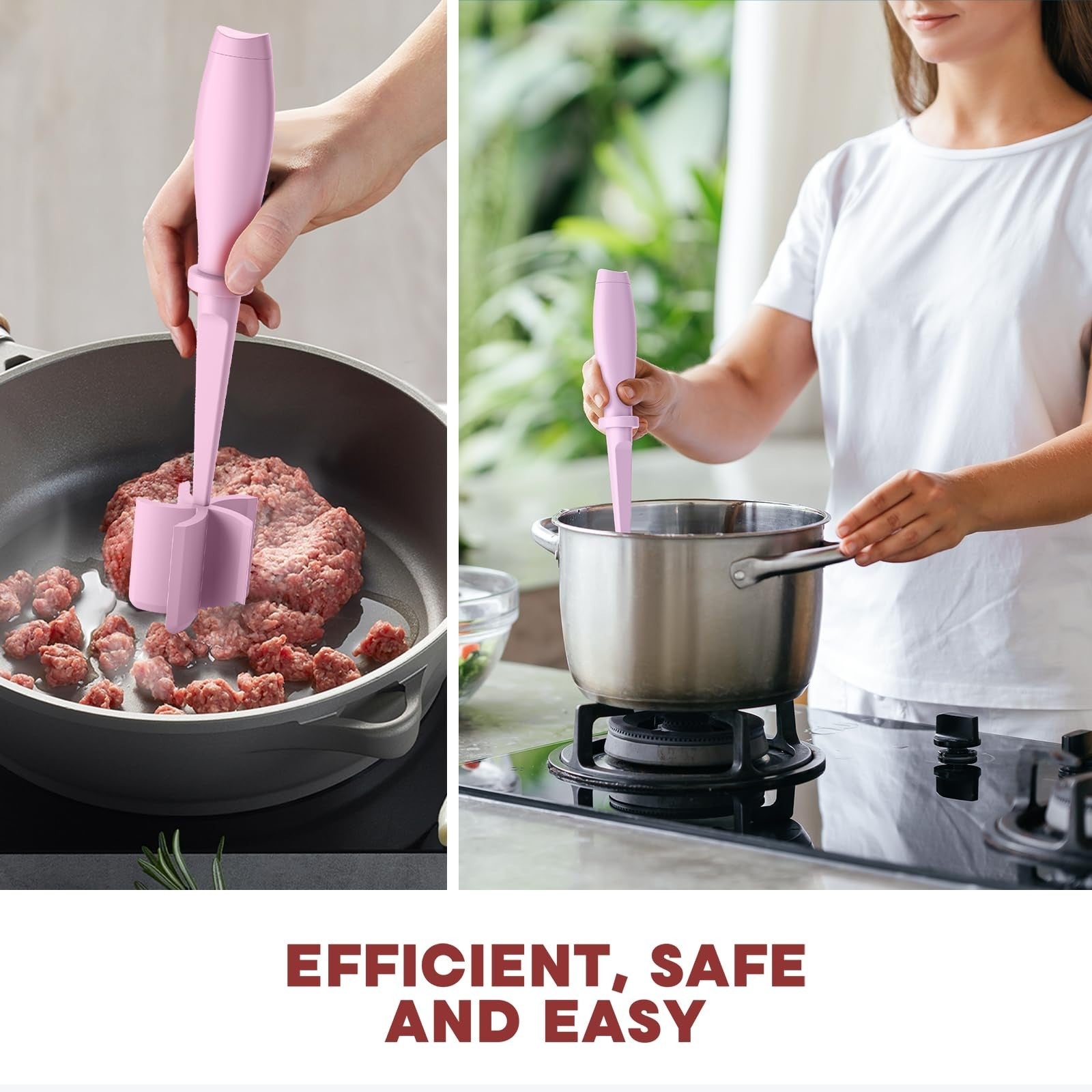 2 Pack Meat Chopper & Hamburger Smasher   Heat Resistant, Non Stick, Dishwasher6